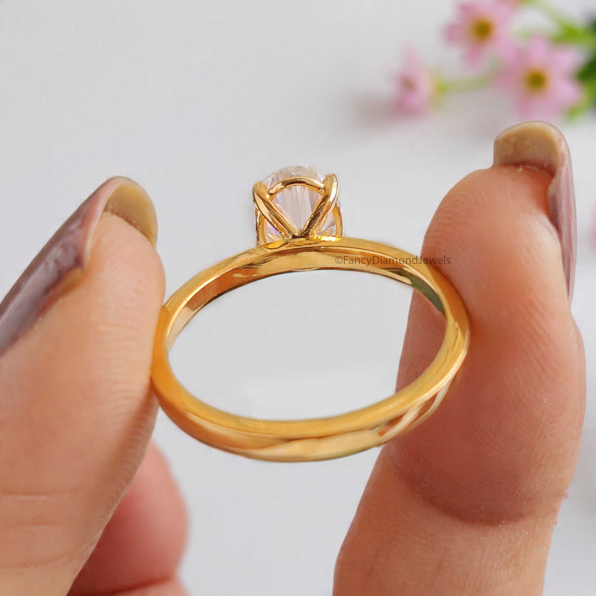 Beautiful Oval Shape Moissanite Ring Yellow Gold 10k/14k/18k 1.50 CT Oval Cut Ring Oval Wedding Engagement Ring Oval Colorless Ring FD15