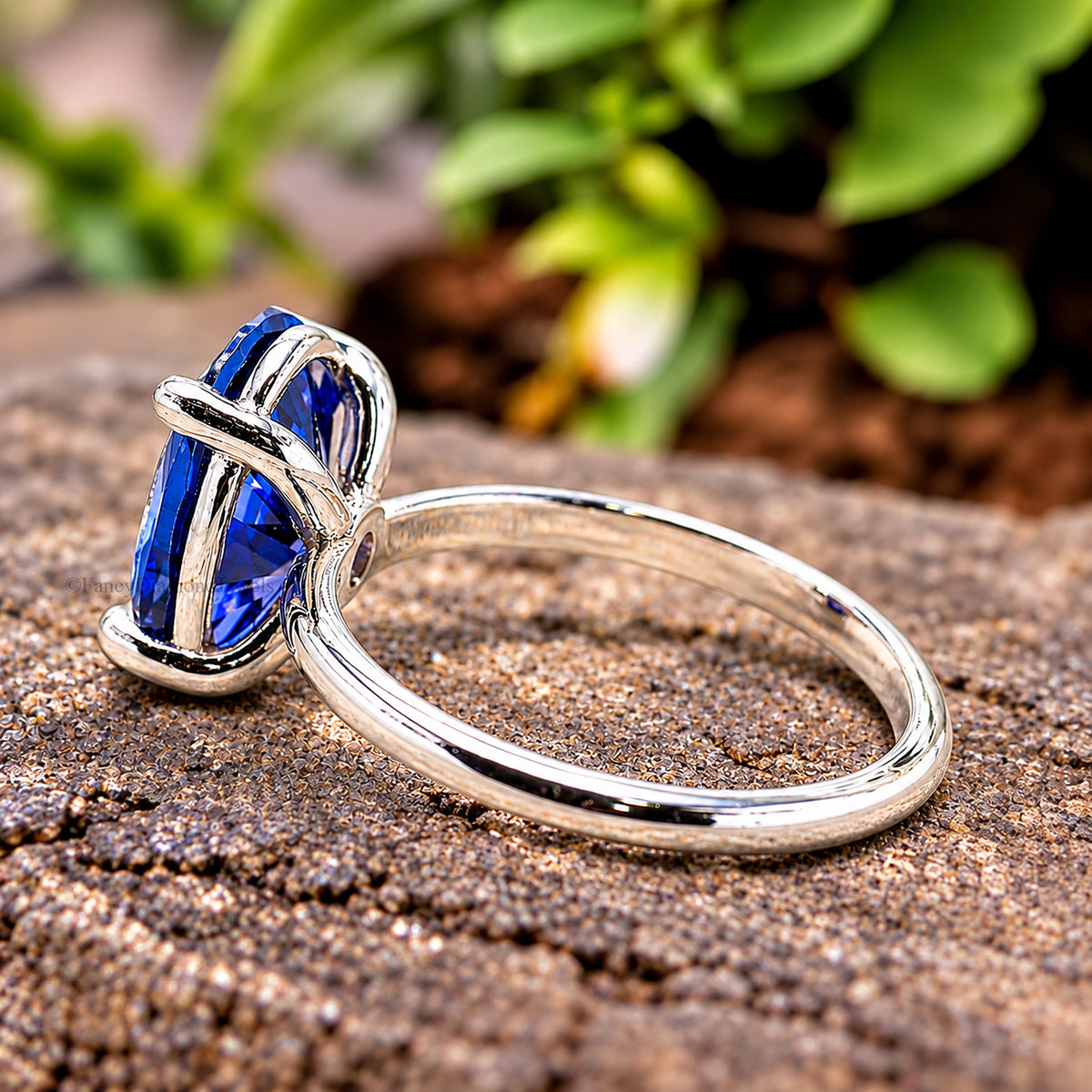 Oval Blue Diamond engagement ring 12mm 10mm 9mm 8mm 7mm stone ring Silver ring Simulant Ring Solitaire ring Diamond ring Gift for her FD309
