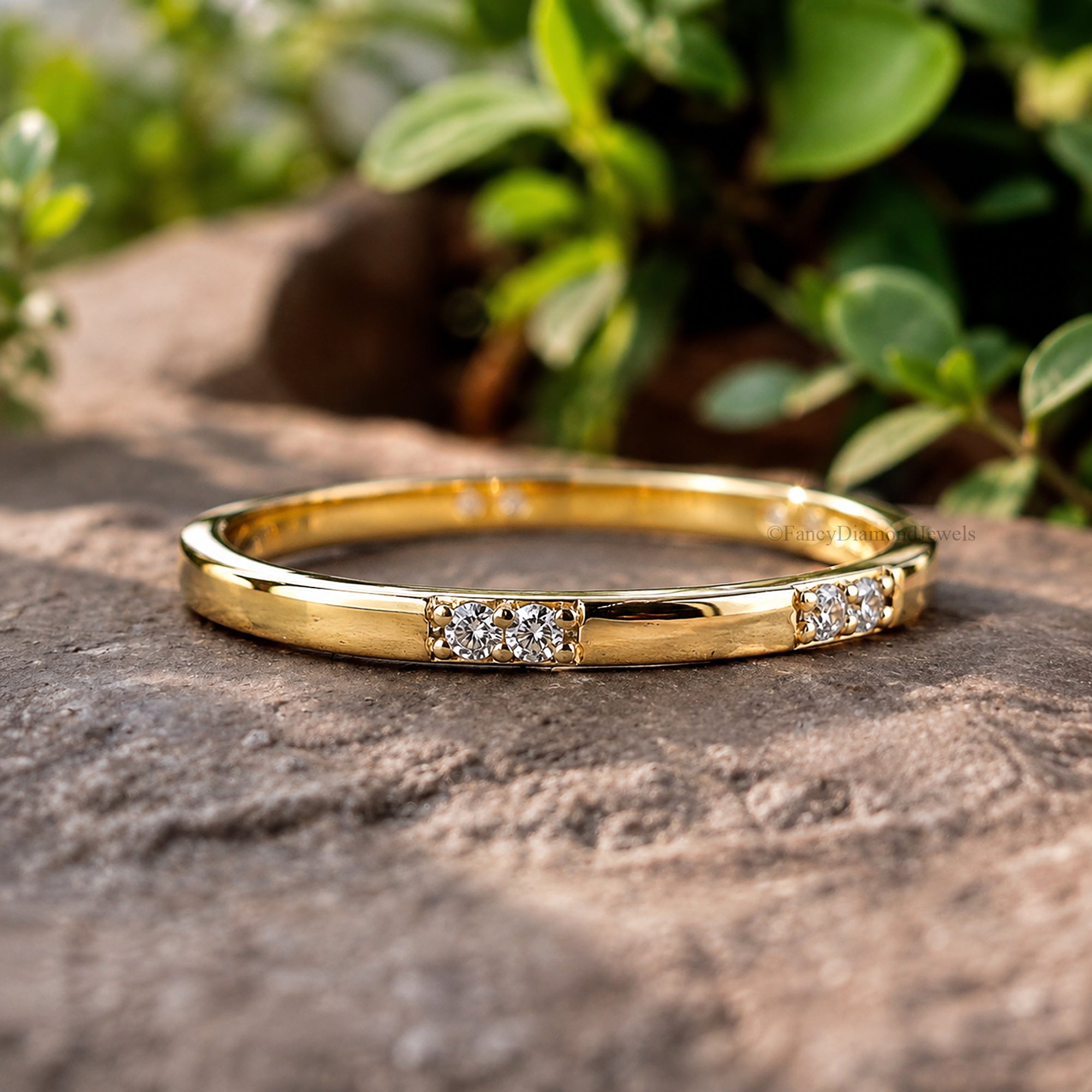 Dainty Solid Gold Moissanite Stacker, Thin 10K Gold Stackable Promise Ring, Minimalist Statement Ring, Anniversary Gift for Her FD602
