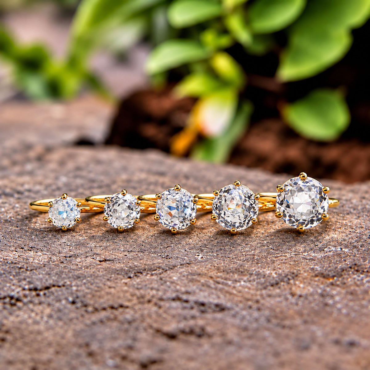 Round Portuguese Cut Diamond engagement ring 7 mm to 11 mm stone ring Simulant Diamond Solitaire Silver Promise ring Gift for her FD523