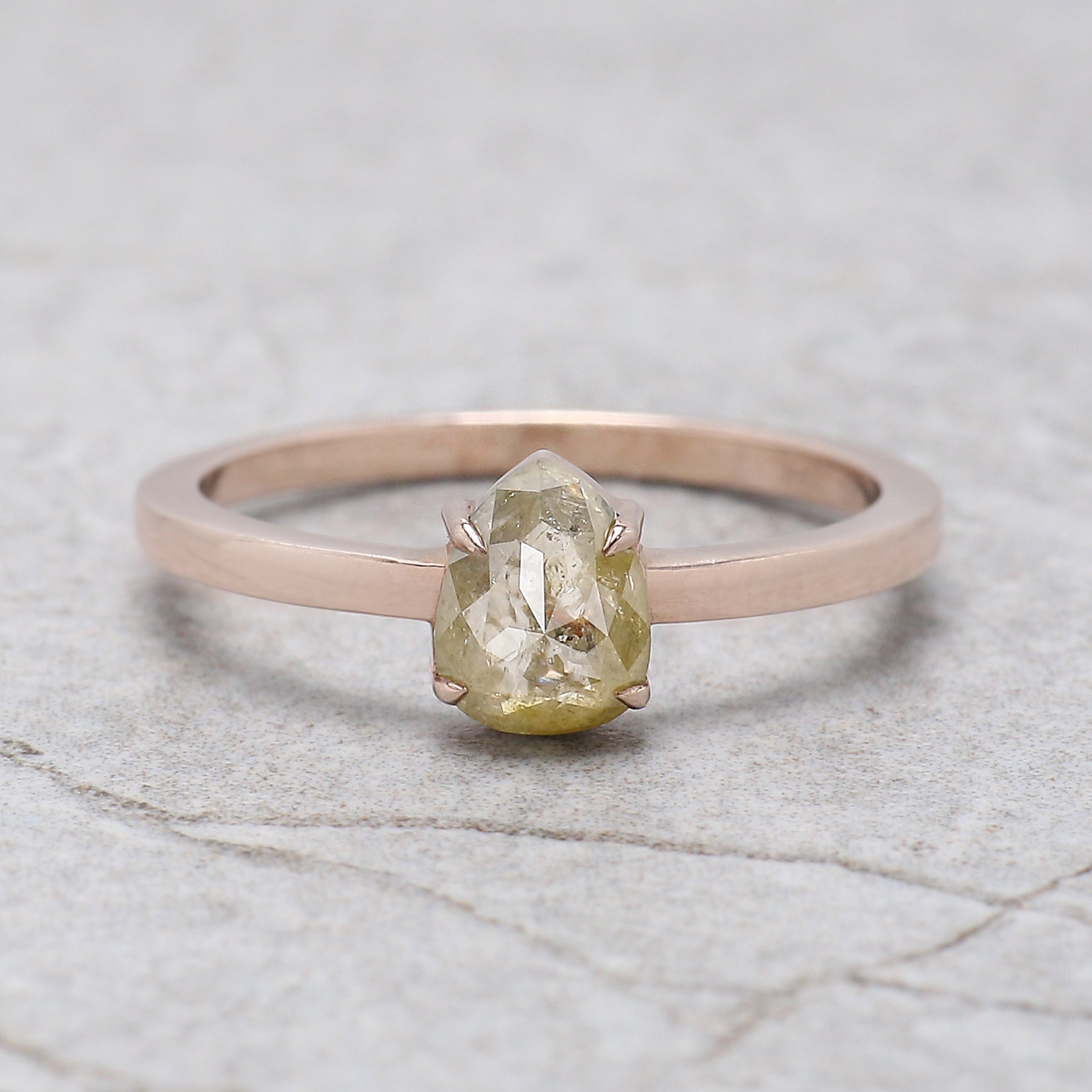 Pear Diamond Ring, Pear Engagement Ring, Yellow Color Pear Diamond Ring, Pear Shape Diamond Ring, Pear Cut Ring, Solitaire Ring, KD1126