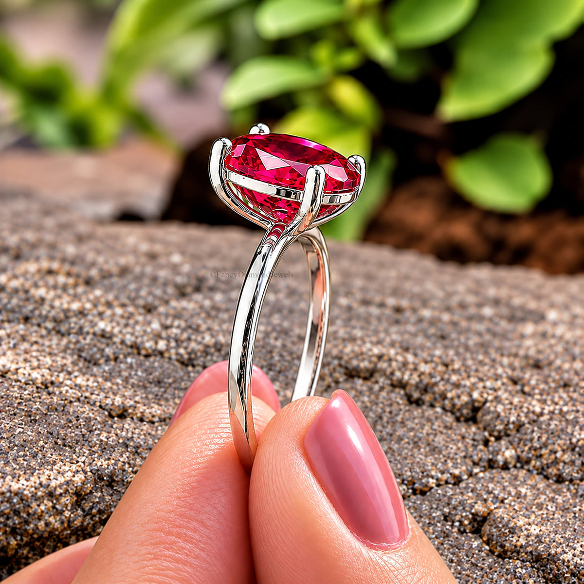 Round Red Ruby stone engagement ring 11mm 9mm 8mm 6.50mm 4mm ring silver simulant Ring Solitaire ring Diamond ring Gift for her FD516
