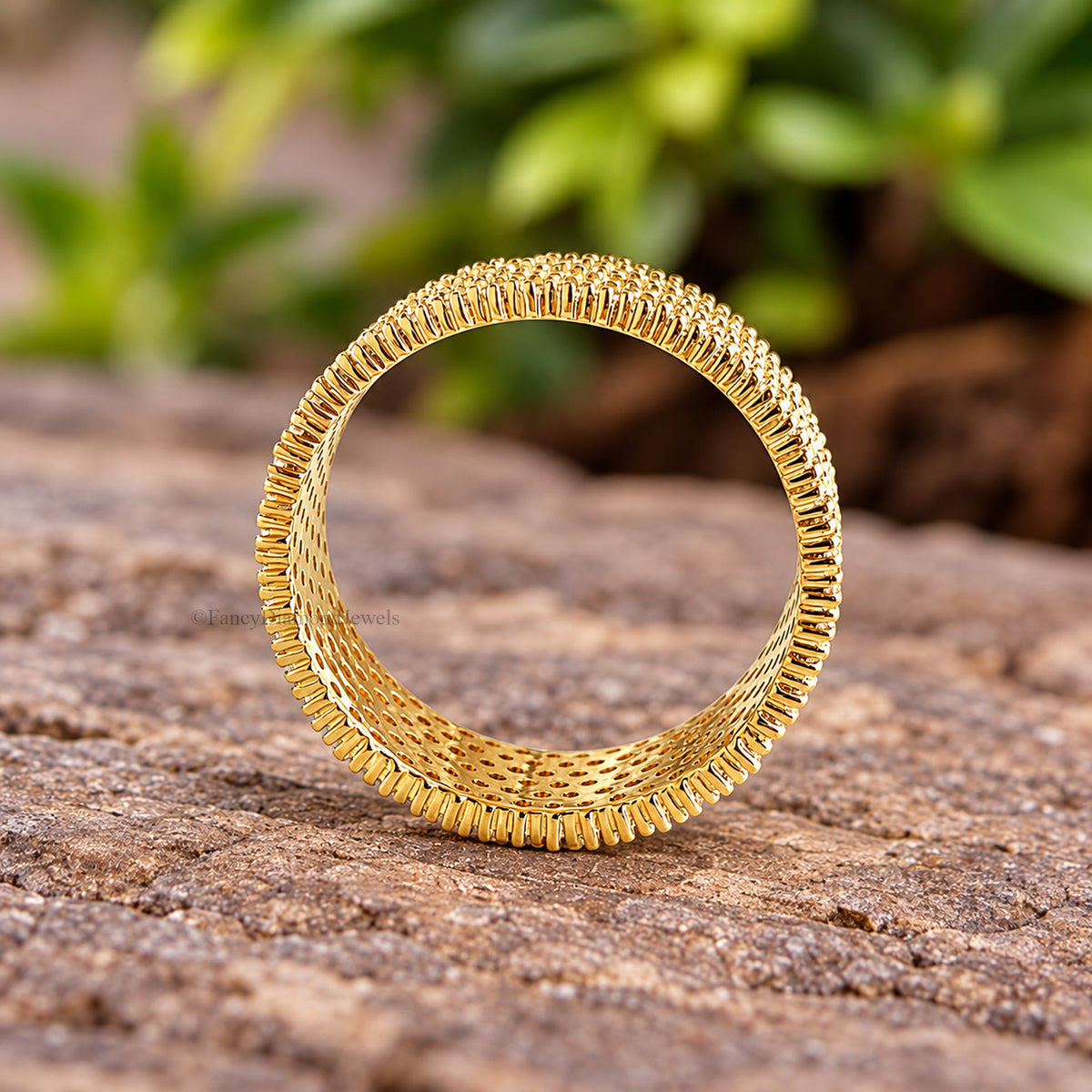 Dainty Solid Gold Round Moissanite Stacking Band, 10K Gold Stackable Promise Band, Minimalist Statement Band, Anniversary Gift for Her FD613