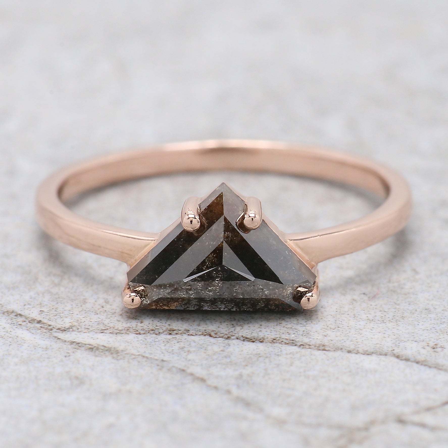 Shield Shape Brown Color Diamond Ring 1.18 Ct 6.25 MM Shield Diamond Ring 14K Solid Rose Gold Silver Engagement Ring Gift For Her QN9124