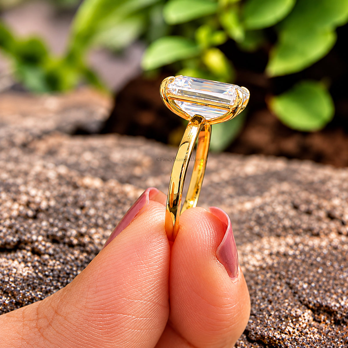 Emerald Cut Engagement Ring CZ Solitaire 925 Silver Diamond Simulant Travel Promise Moissanite Style Wedding Bridal Anniversary Gift FD199