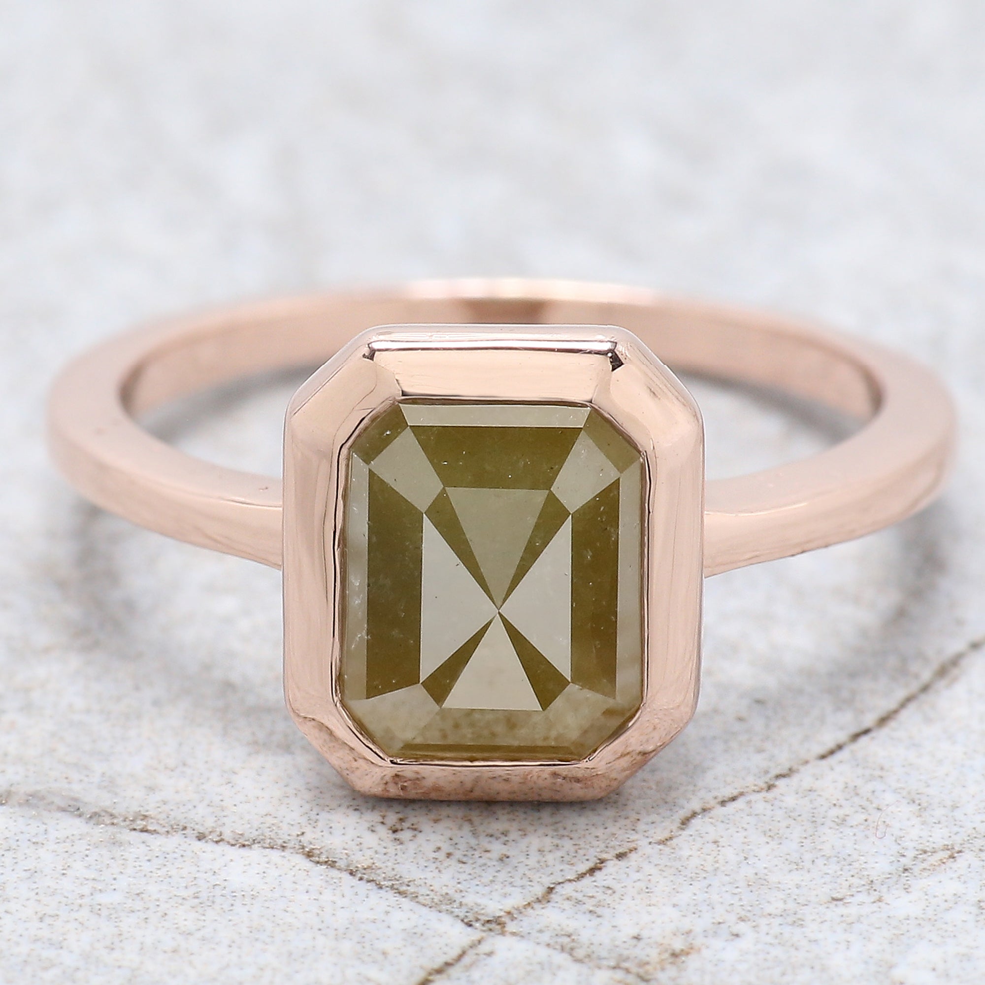 Emerald Cut Yellow Color Diamond Ring 2.85 Ct 8.60 MM Emerald Shape Diamond Ring 14K Rose Gold Silver Engagement Ring Gift For Her QN157