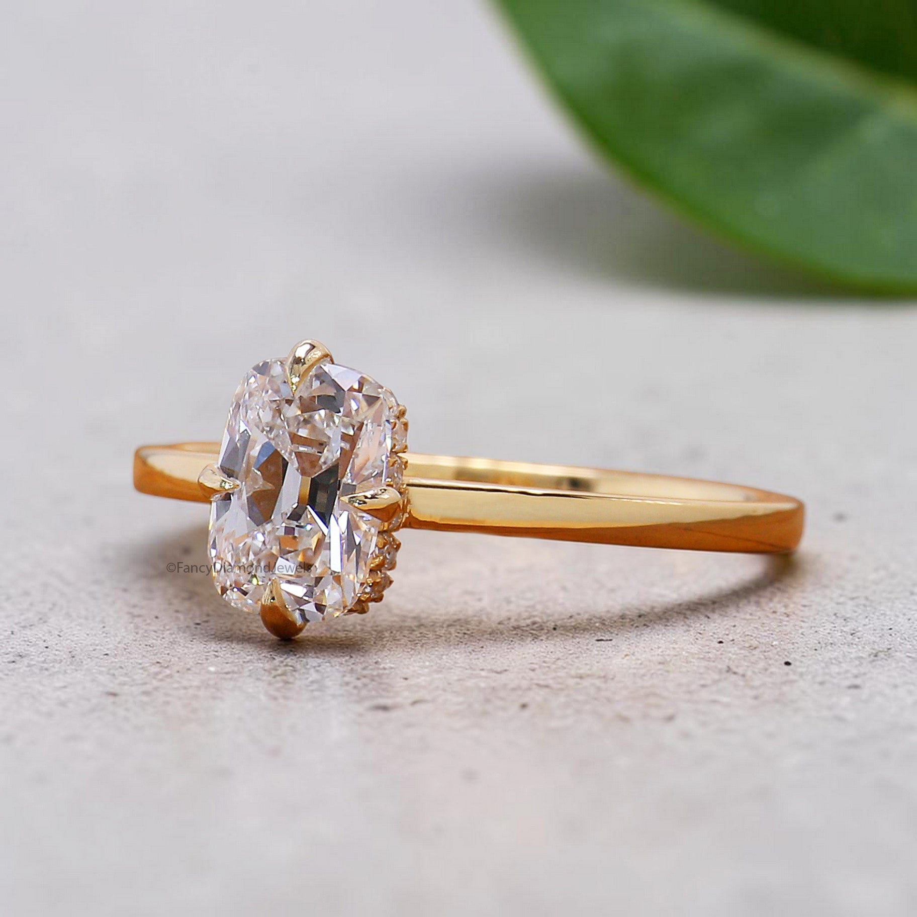 Cushion Old Mine Cut Diamond Engagement Ring with Hidden Halo, Lab Grown Diamond Wedding Ring for Her, Vintage Inspired Diamond Ring FD557