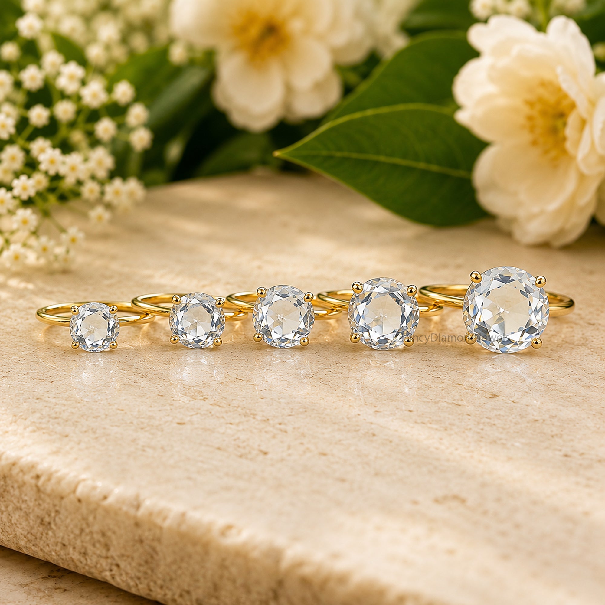 Round Rose Engagement Diamond Ring 14k Gold Filled Solitaire Lab Created Moissanite Style Promise Wedding Anniversary Gift For Her FD572
