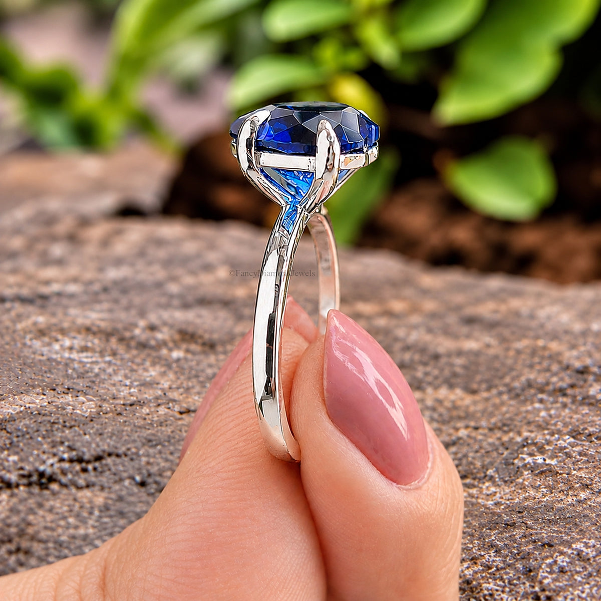 Heart Blue sapphire stone engagement ring 10mm 9mm 8mm 7mm 6mm ring silver simulant Ring Solitaire ring Diamond ring Gift for her FD541