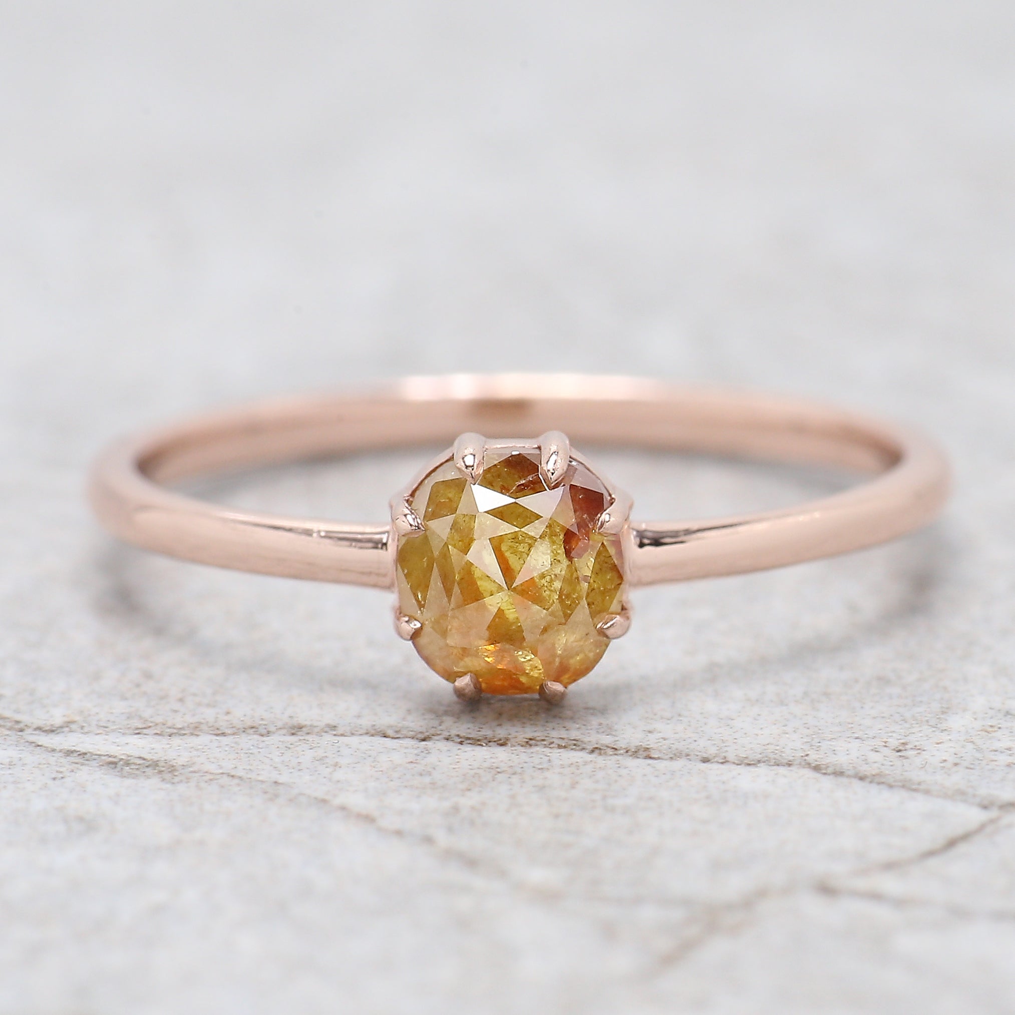 Cushion Cut Yellow Color Diamond Ring 0.75 Ct 5.30 MM Cushion Diamond Ring 14K Solid Rose Gold Silver Engagement Ring Gift For Her QK2681