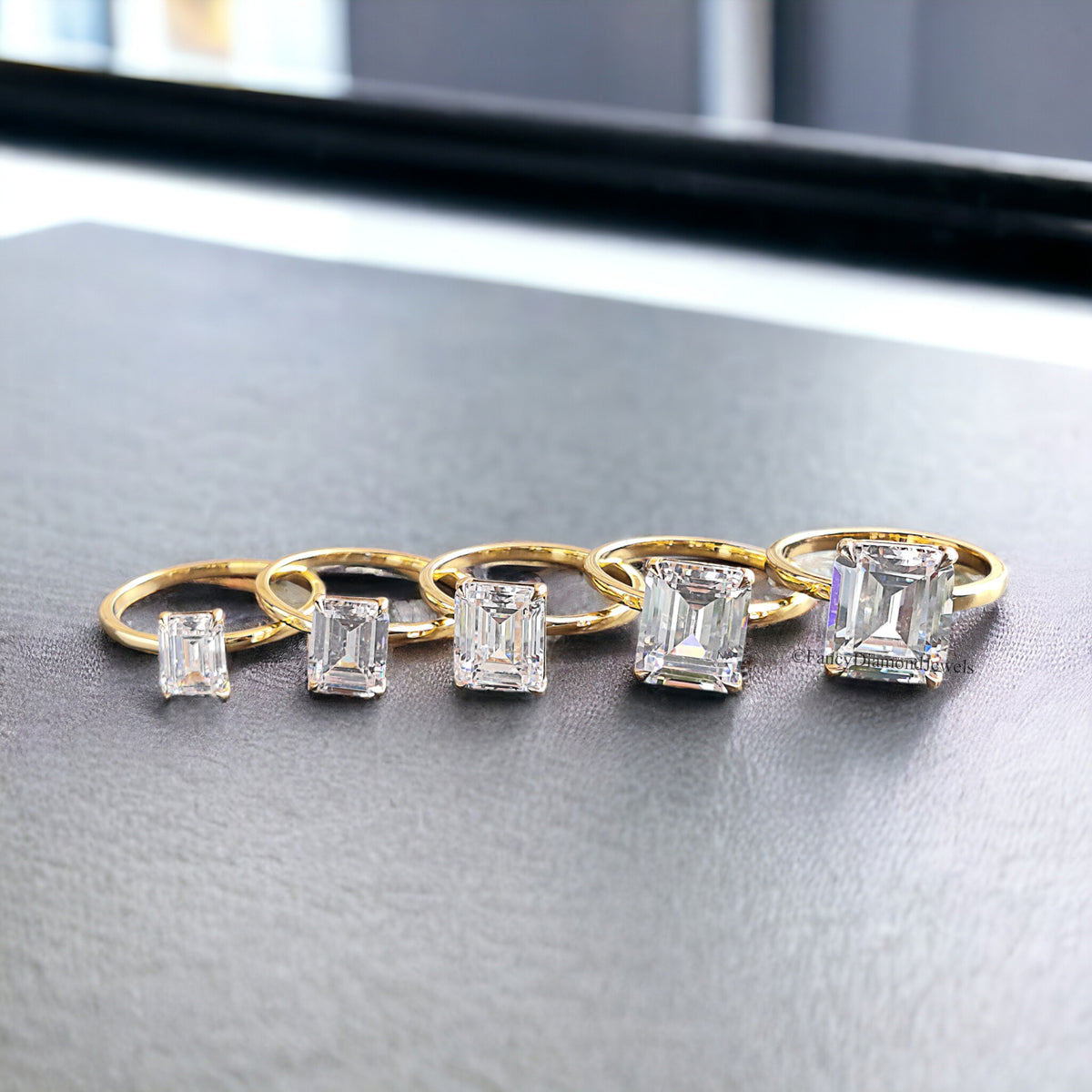 Emerald Cut Engagement Ring CZ Solitaire 925 Silver Diamond Simulant Travel Promise Moissanite Style Wedding Bridal Anniversary Gift FD199