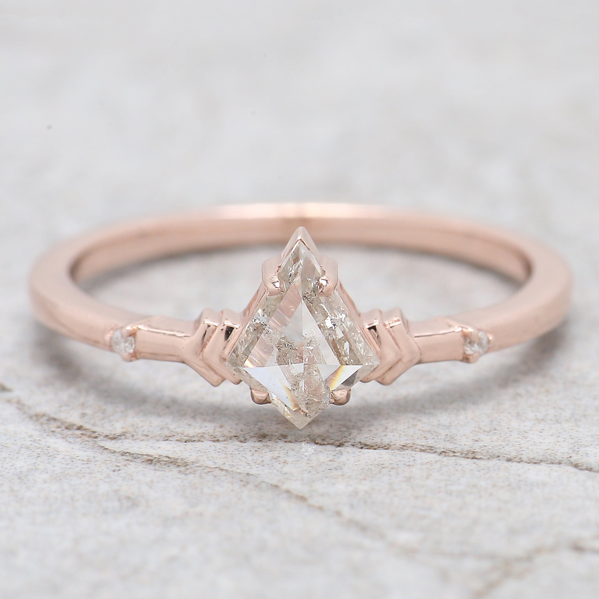 0.60 Ct Natural Kite Cut Shape White-H Color Diamond Ring 6.80 MM Kite Shape Diamond Ring 14K Solid Rose Gold Silver Engagement Ring QL2578