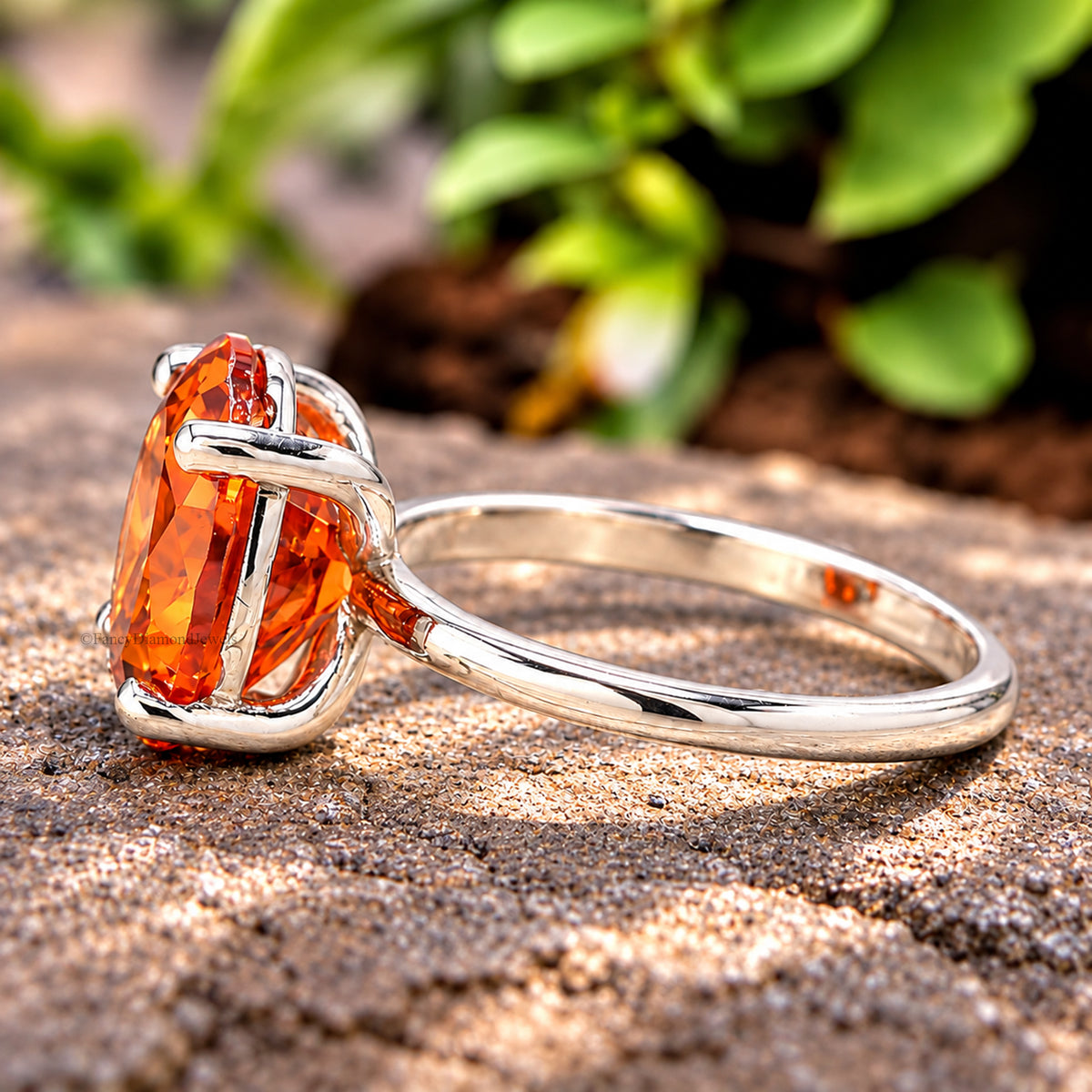 Oval Orange Citrine stone engagement ring 12mm 10mm 9mm 8mm 7mm  ring silver simulant Ring Solitaire ring Diamond ring Gift for her FD337