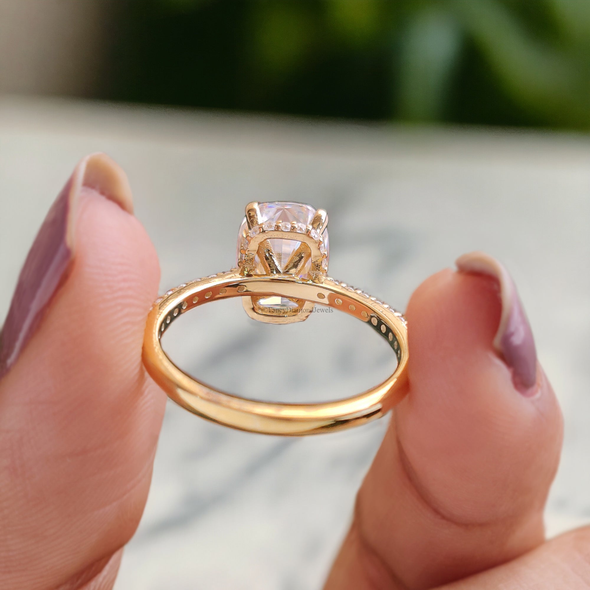 2.30 CT Cushion Ice Crushed Colorless Moissanite Engagement Ring Hidden Halo Ring Claw Prongs Solid White Gold Ring Wedding Ring Set FD116