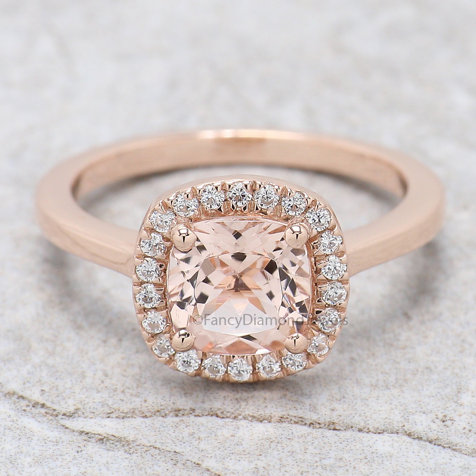 1.40 CT Cushion Cut Natural Morganite Engagement Ring Rose Gold Ring Cushion Wedding Ring Unique Vintage Halo Ring Gift For Her FD421