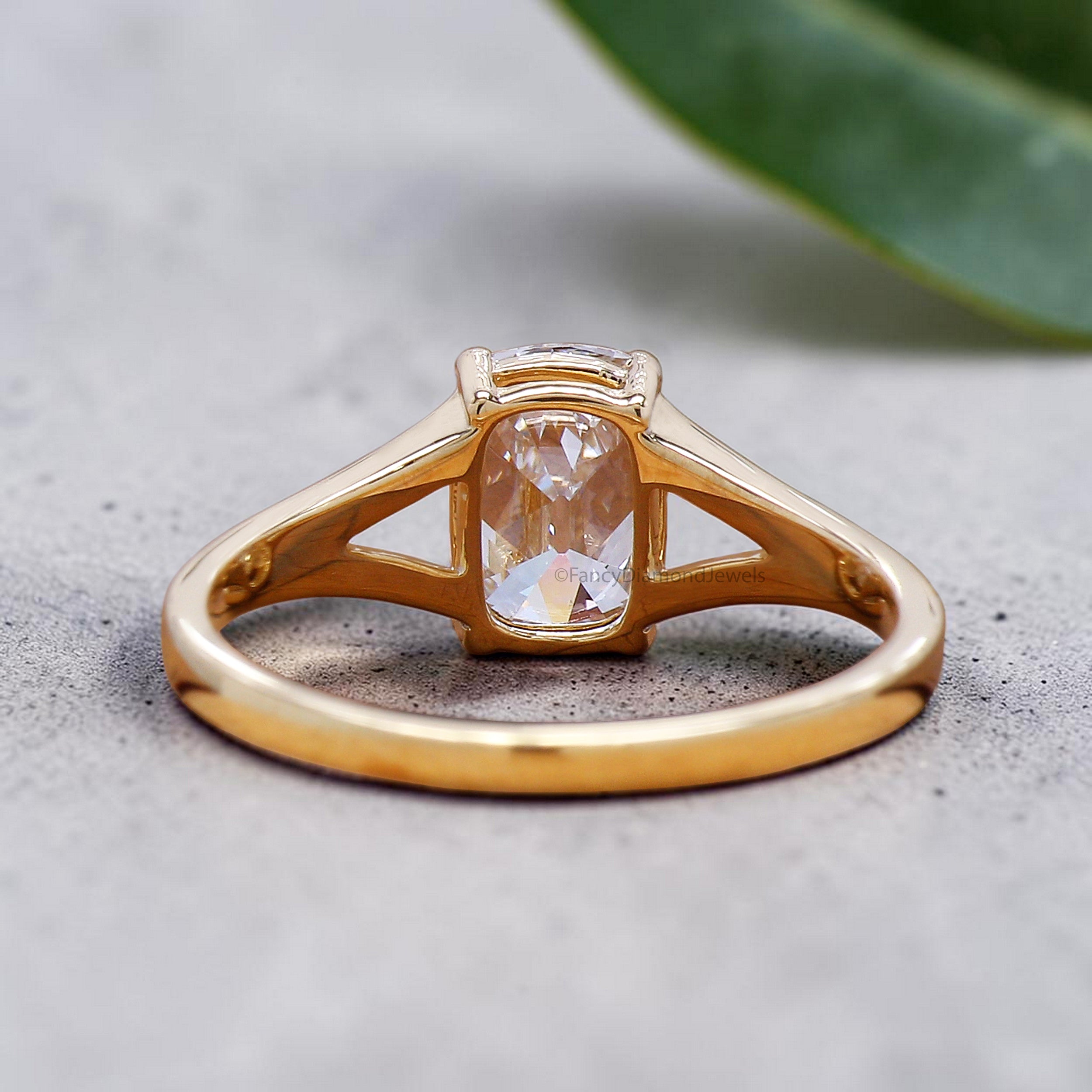 Old Mine Cut Cushion Diamond Split Shank Engagement Ring, Solitaire Wedding Ring for Her, Comfort Fit Promise Ring, Handmade Ring, FD556
