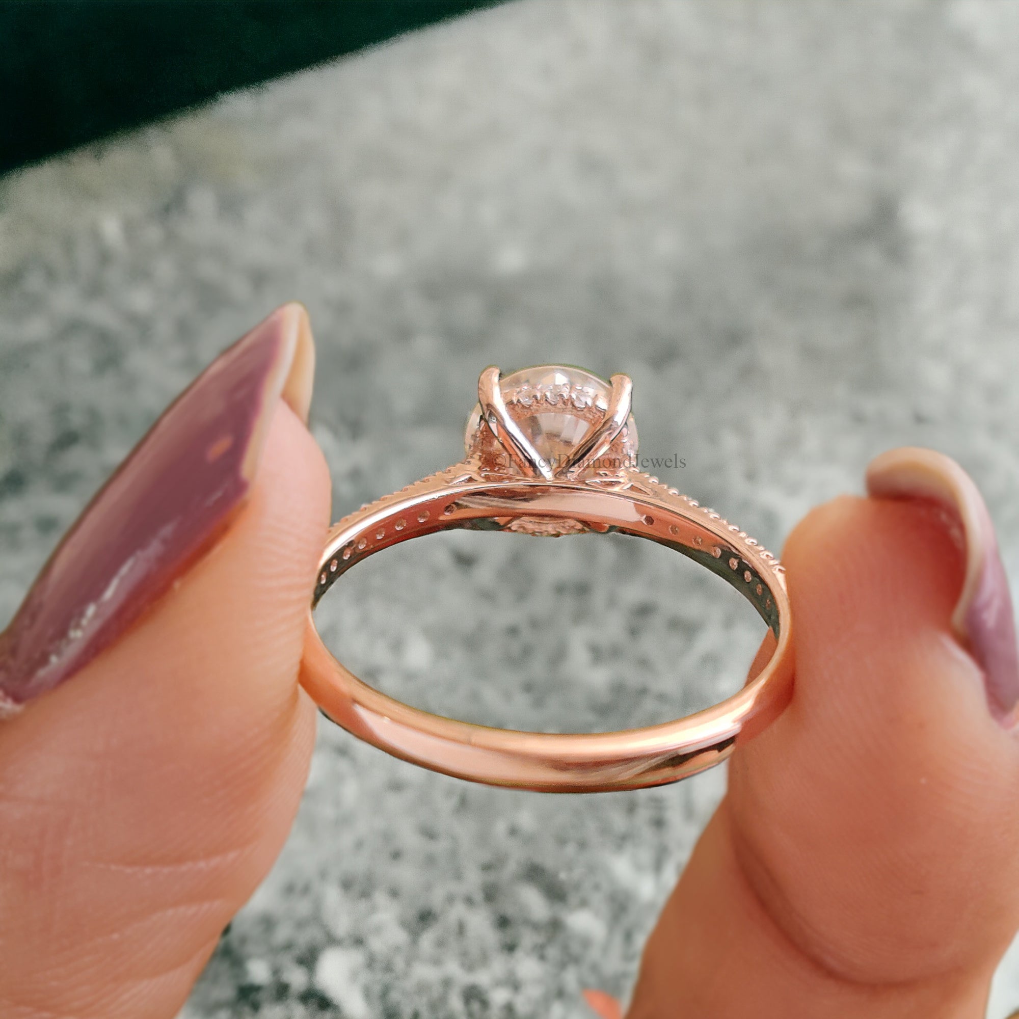 Vintage Hidden Halo Moissanite Ladies Ring Anniversary Gift 1 CT Round 7 mm Moissanite Wedding Ring Simulated Diamond Engagement Ring FD117