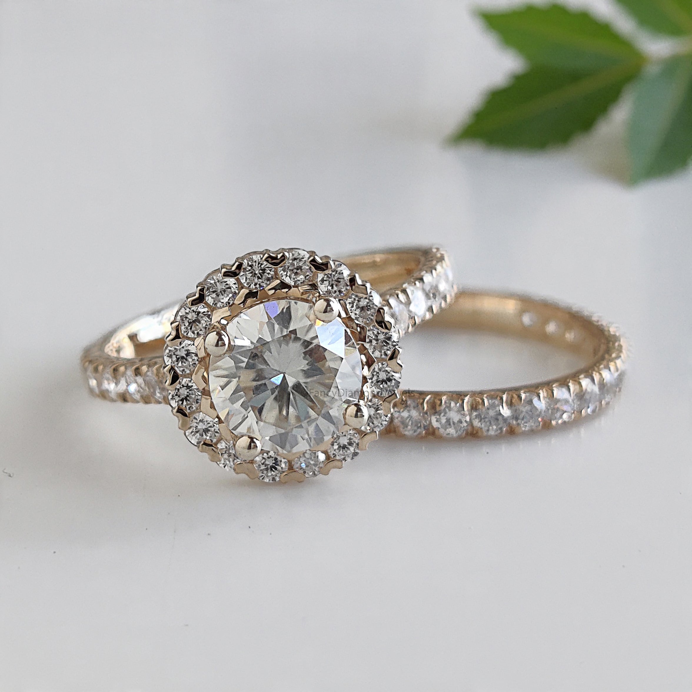 1.00 CT Round Lab Grown Diamond Promise Ring Set Round Diamond Set in Halo Ring Round Diamond Engagement Ring Gift For Wedding Ring FD471