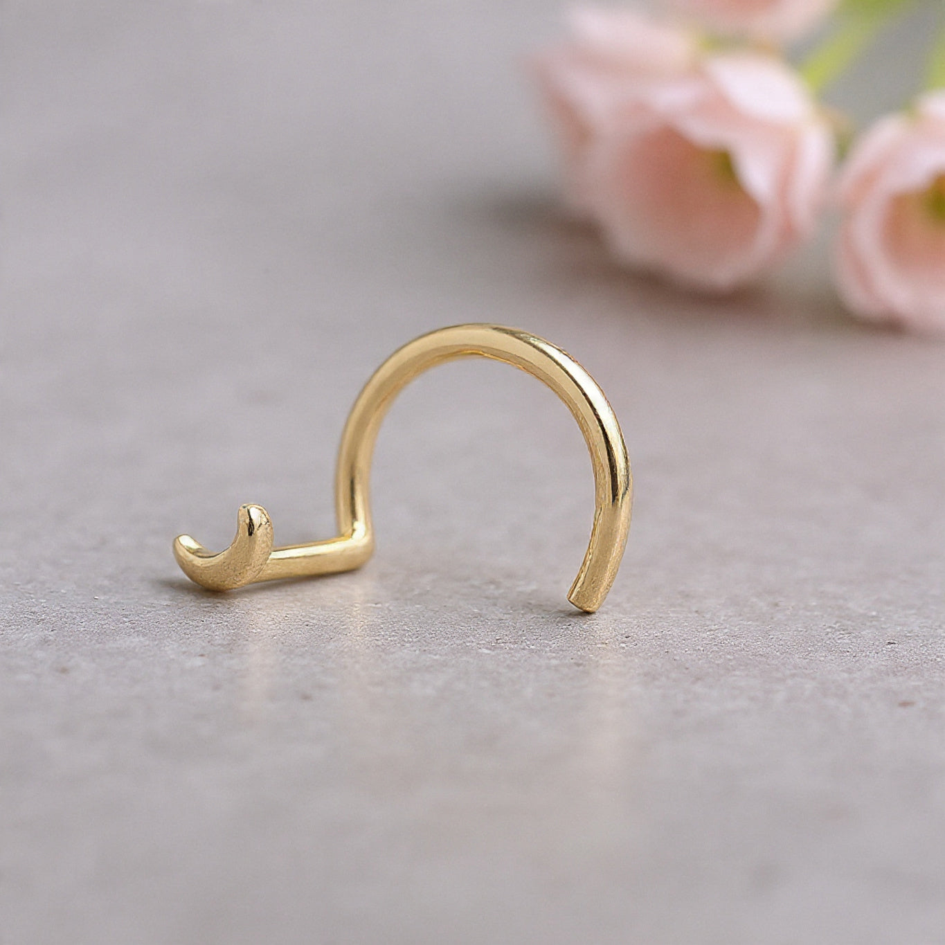 Goddess Moon Nose Stud Simply Sweet Crescent Moon Nose Ring Rose Gold Sterling Silver Nose Stud Small Tiny Nose Ring FD487