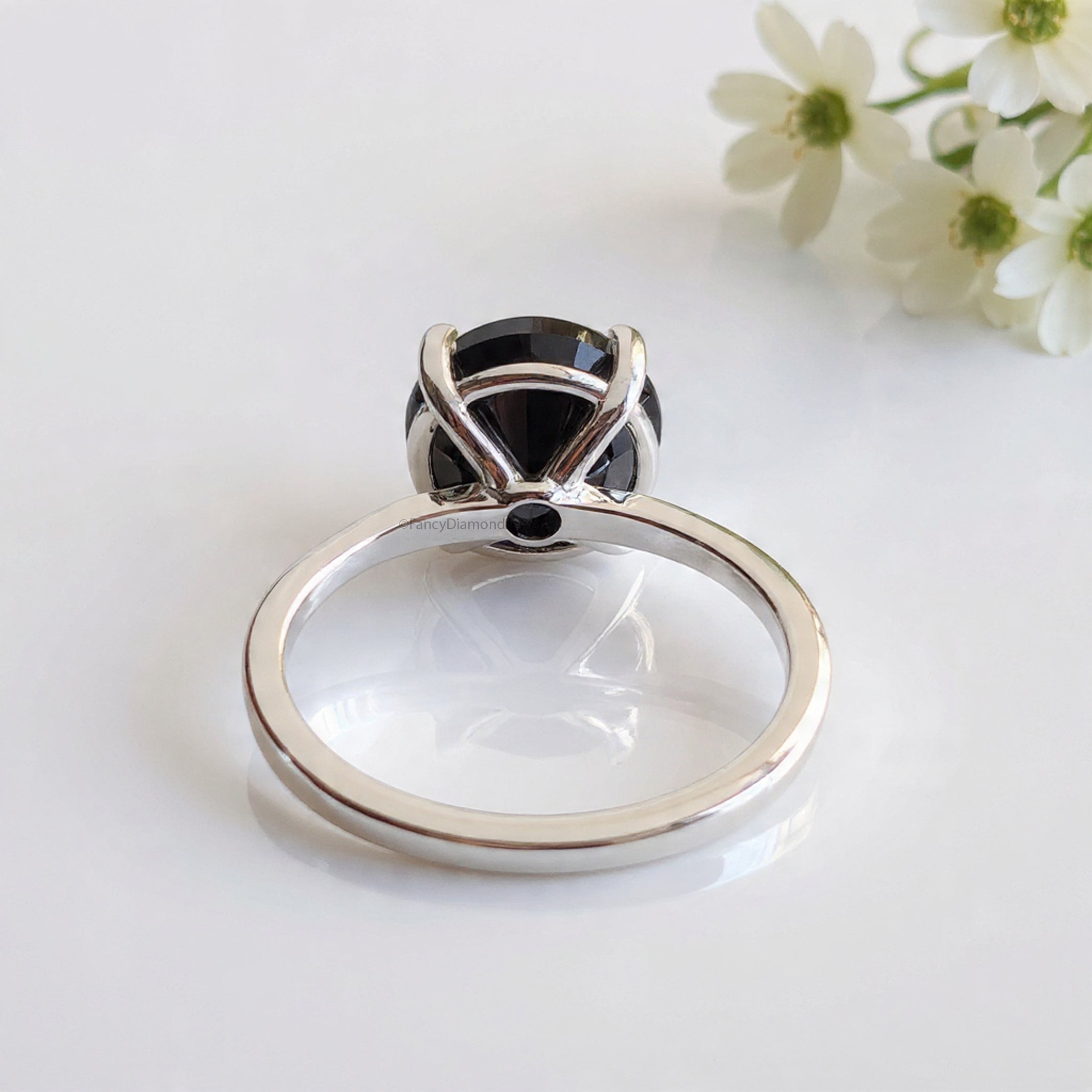 Round Black Onyx stone engagement ring 11mm 9mm 8mm 6.50mm 4mm ring silver simulant Ring Solitaire ring Diamond ring Gift for her FD505