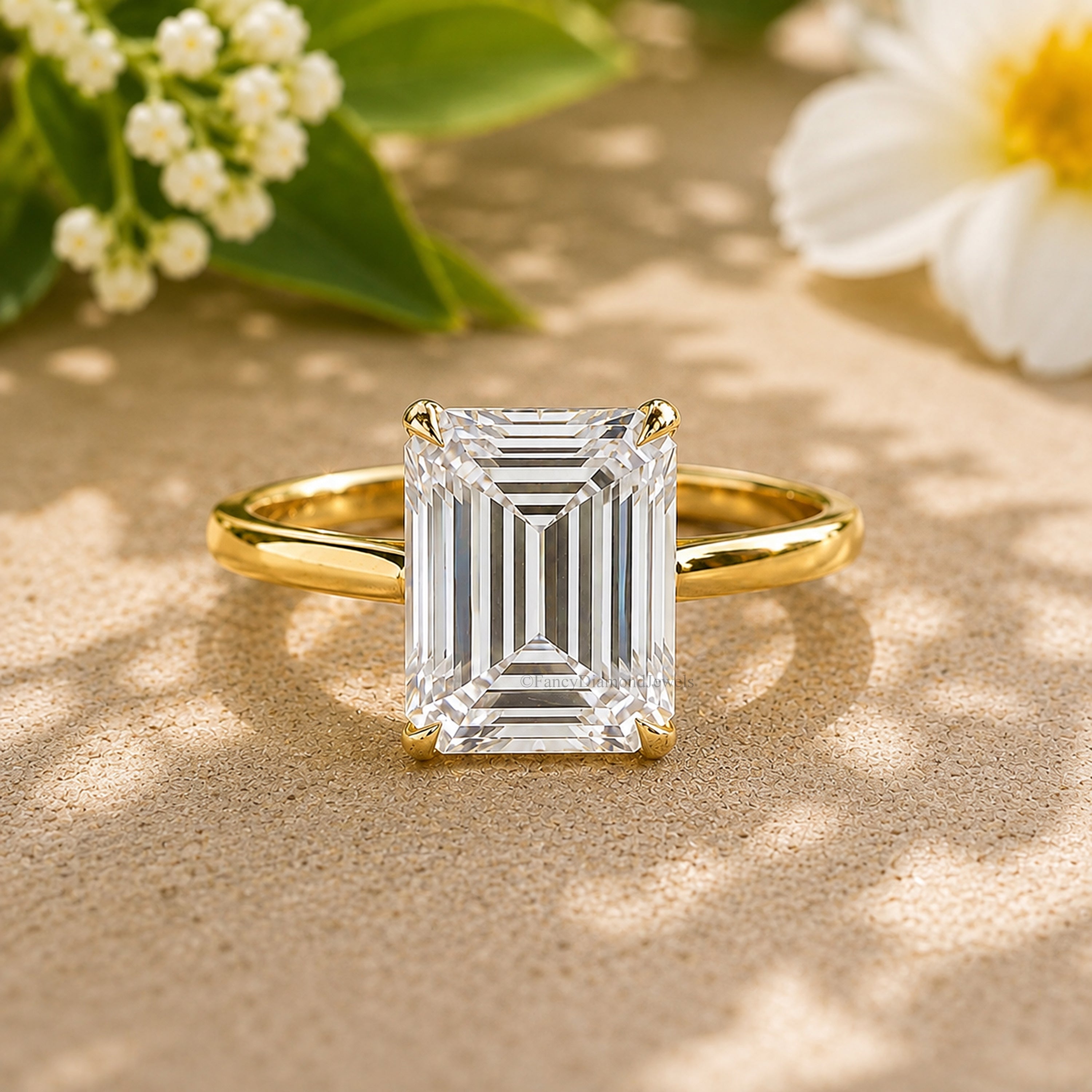 Emerald Cut Engagement Ring CZ Solitaire 925 Silver Diamond Simulant Travel Promise Moissanite Style Wedding Bridal Anniversary Gift FD199
