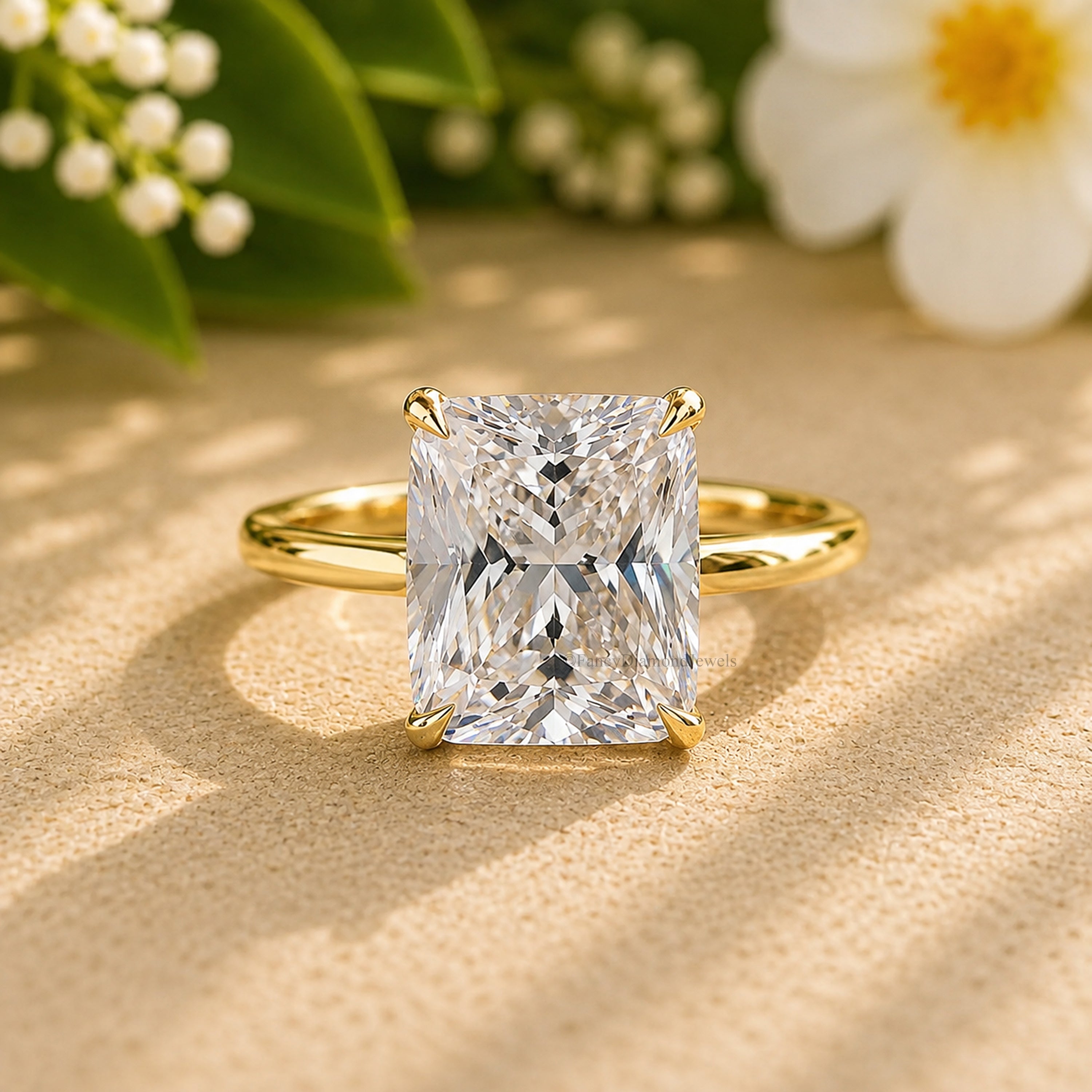 Radiant Cut Engagement Ring Lab Created Simulant 925 Silver Diamond Travel Promise Moissanite Style Wedding Anniversary Gift For Her FD163