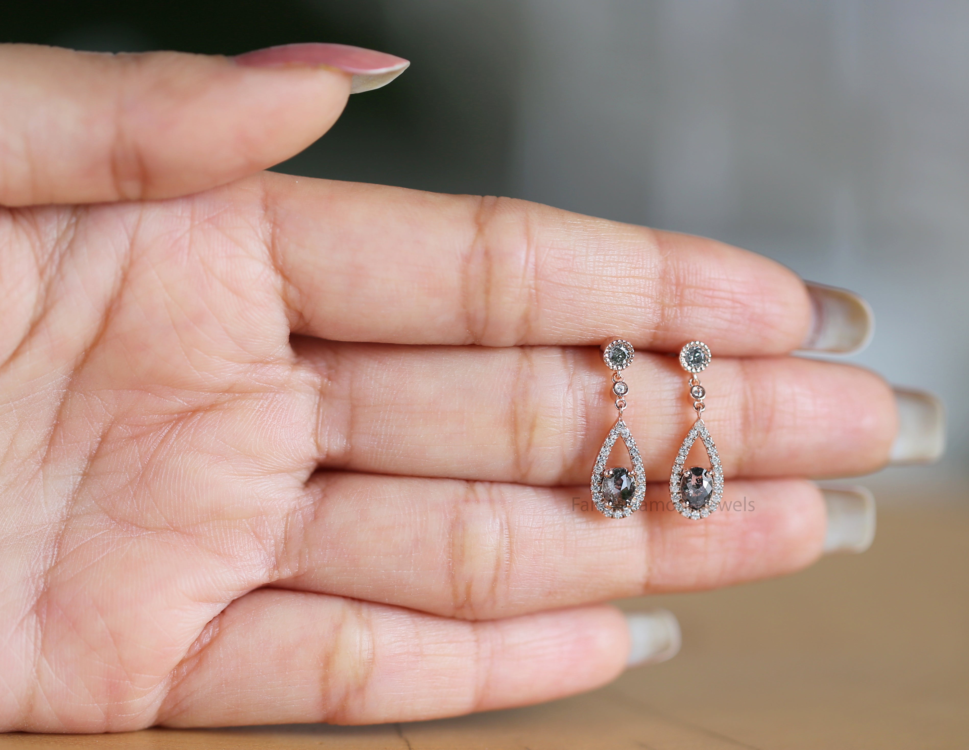 Oval Salt And Pepper Diamond Earring, Oval Shape Earring, Oval Cut Earring, Engagement Earring, Earlobe Earrings, Earrings Jewelry, KDL2772