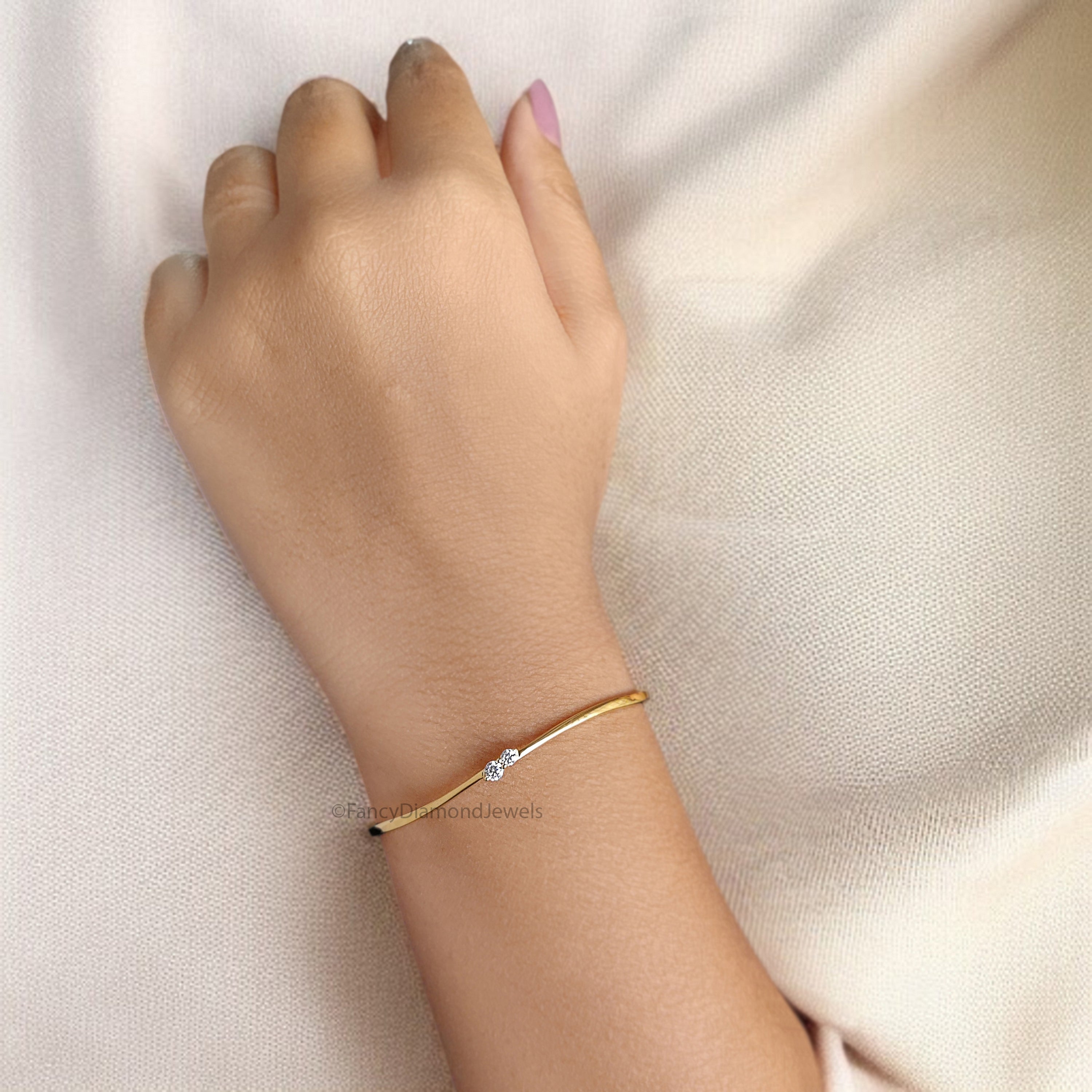 Round White Color Diamond Bracelet White Color  Round Diamond Bracelet Gold Bracelet Round Brilliant Cut Diamond Bracelet Gift For Her KD944