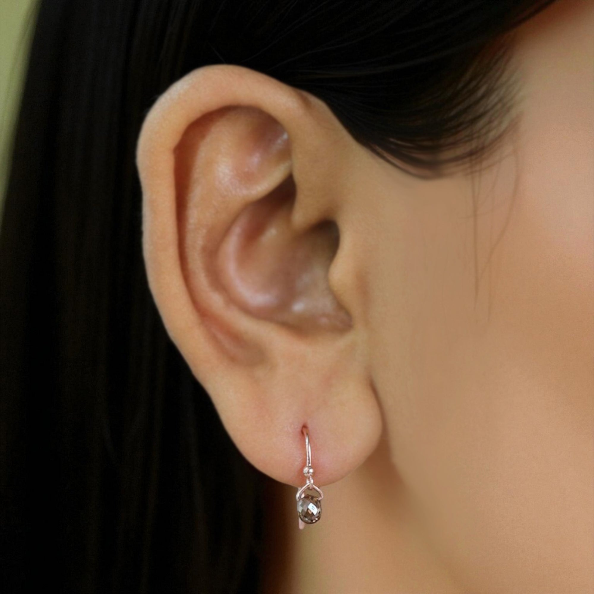 Drop Cut Brown Color Diamond Earring 1.14 Ct 4.80 MM Drop Shape Diamond Earring 14K Rose Gold Silver Drop Earring Gift For Her QL144