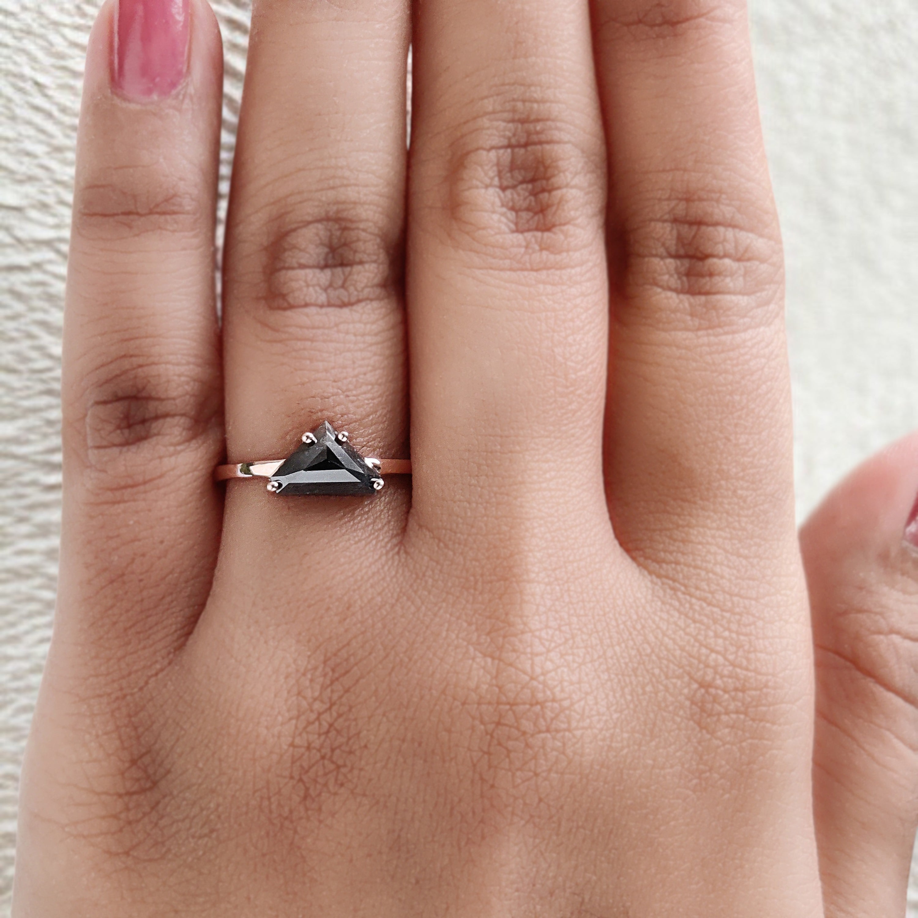 Shield Shape Brown Color Diamond Ring 1.18 Ct 6.25 MM Shield Diamond Ring 14K Solid Rose Gold Silver Engagement Ring Gift For Her QN9124