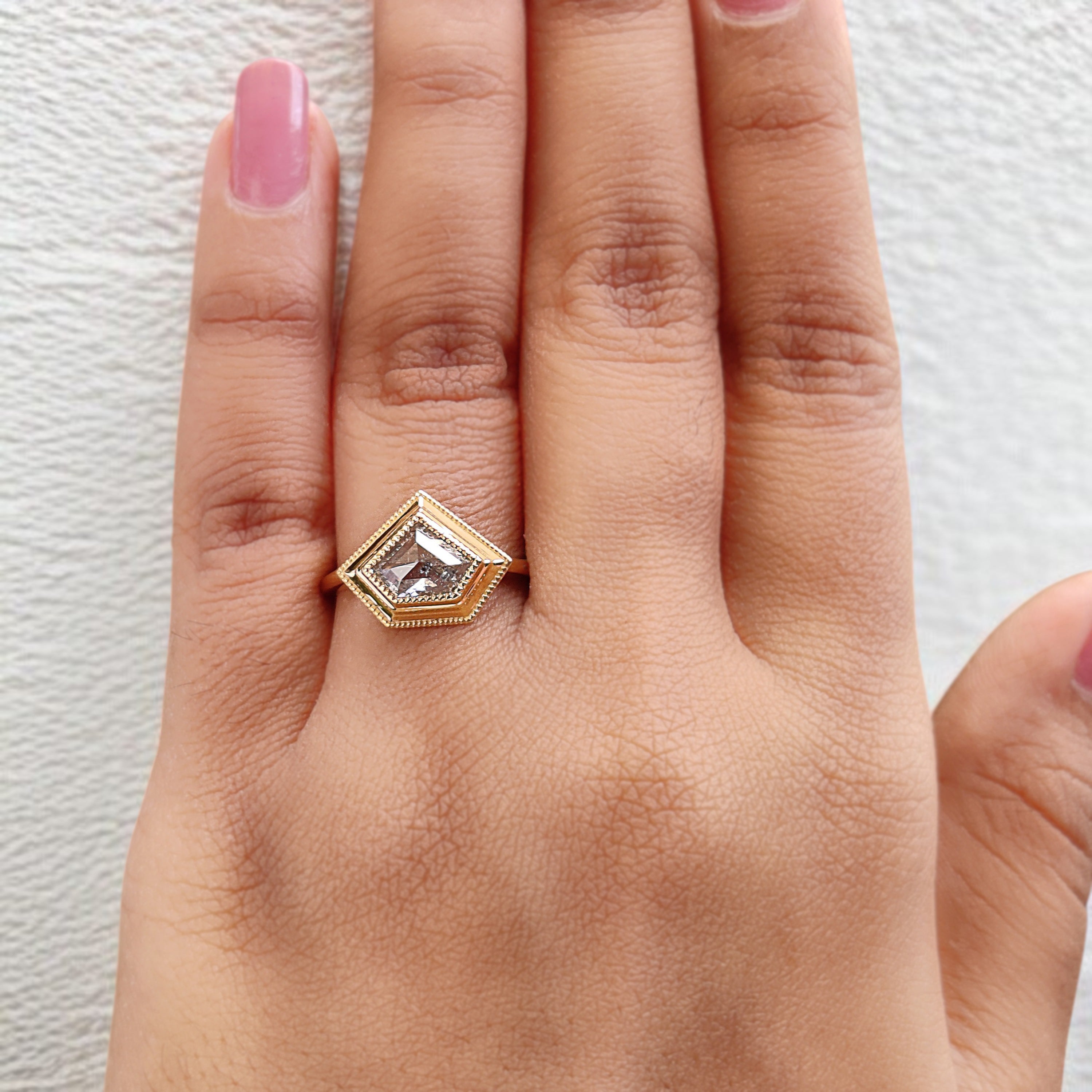 Shield Shape White-G Color Diamond Ring 1.19 Ct 5.95 MM Shield Cut Diamond Wedding Ring 14K Yellow Gold Engagement Ring Gift For Her KDL2605