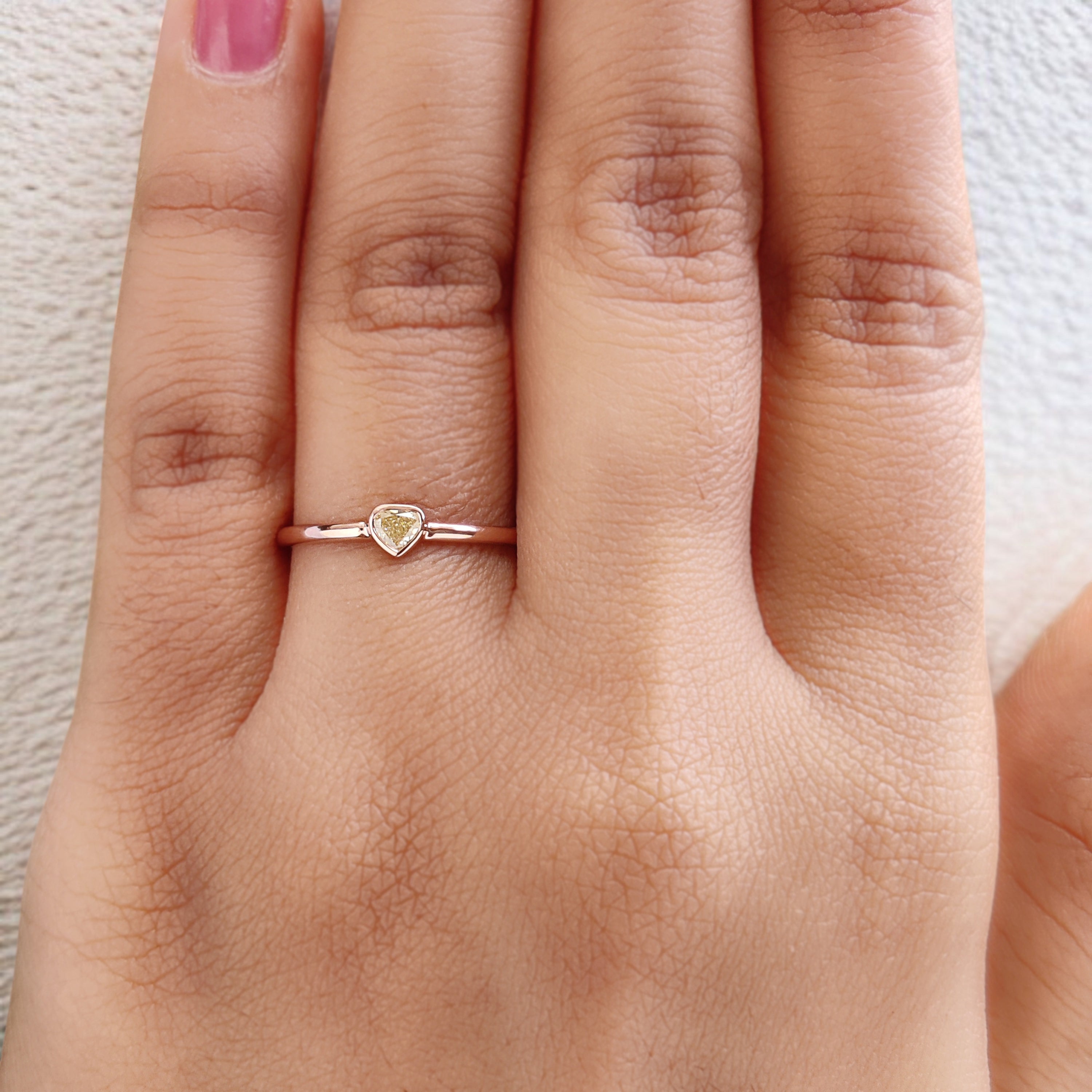 Heart Salt And Pepper Diamond Ring 0.14 Ct 3.40 MM Heart Shape Diamond Ring 14K Solid Rose Gold Silver Engagement Ring Gift For Her KDN7386