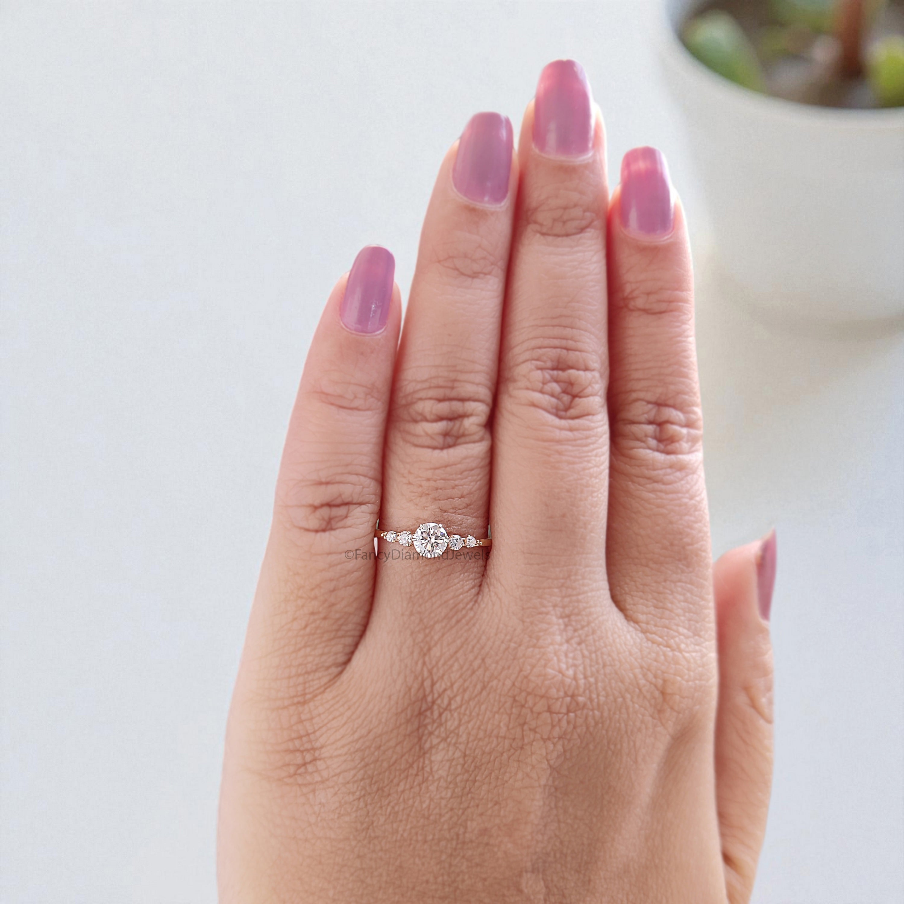 0.35 CT Round Lab Grown Diamond Promise Ring Round Diamond Set in Claw Prongs Ring Multi Diamond Engagement Ring for Women FD456