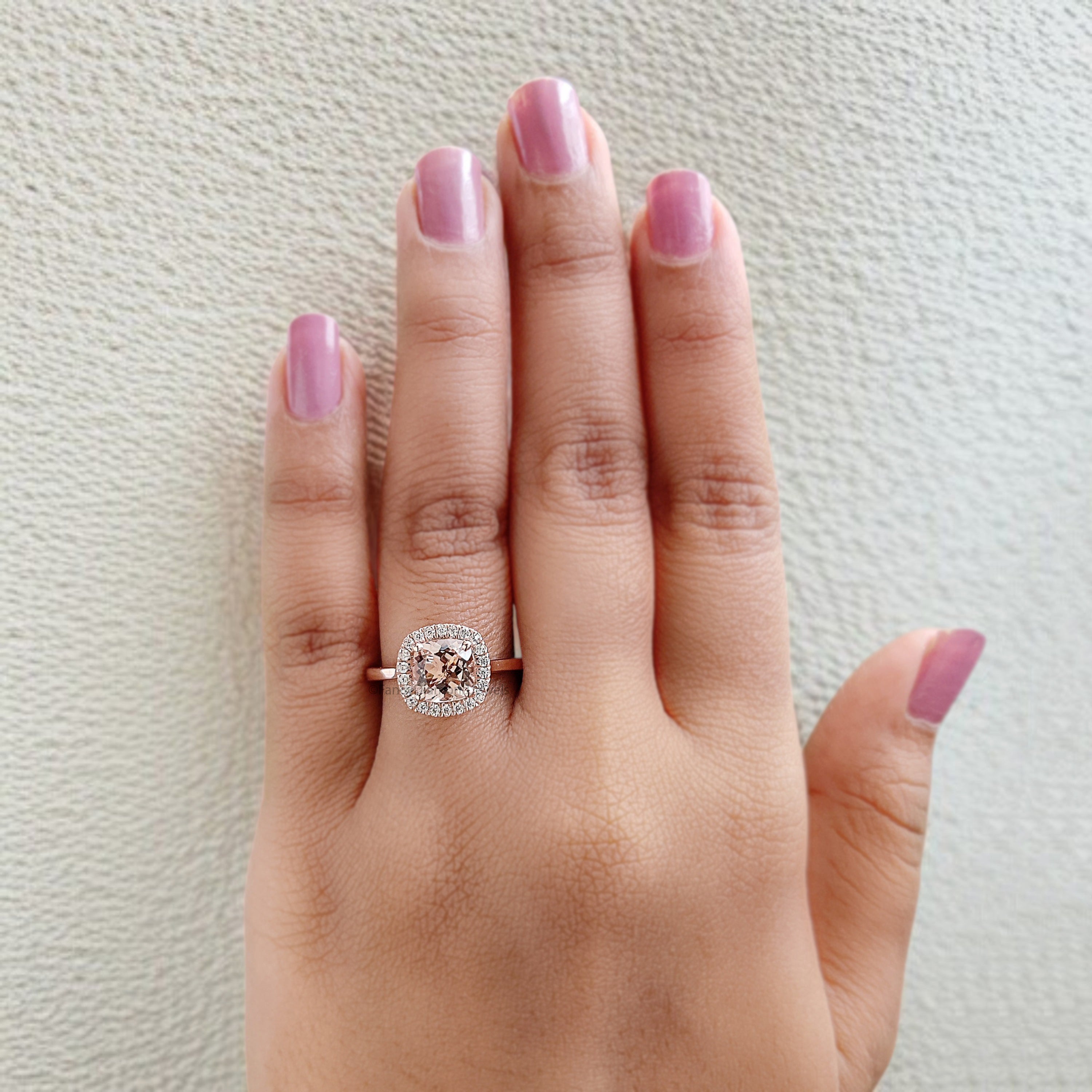 1.40 CT Cushion Cut Natural Morganite Engagement Ring Rose Gold Ring Cushion Wedding Ring Unique Vintage Halo Ring Gift For Her FD421