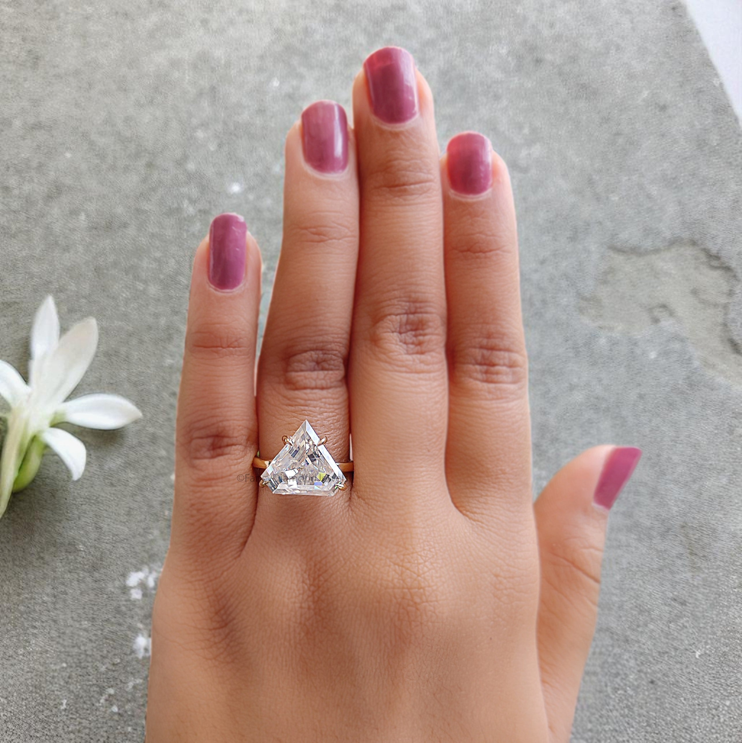 5.95 CT Shield Brilliant Cut Moissanite Engagement Ring Prong Set Ring Shield Solitaire Wedding Ring Yellow Gold Ring Gift For Her FD445