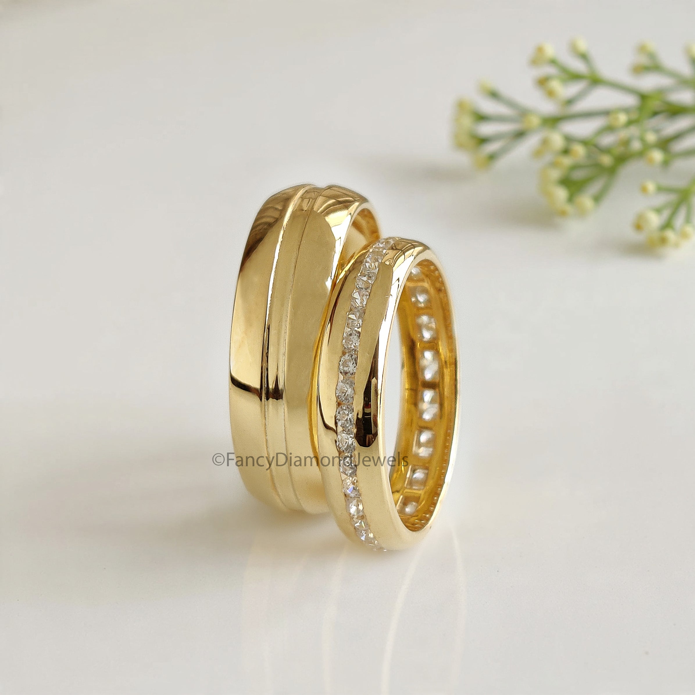 Elegant Silver Wedding Ring Set with Sparkling Diamonds for Couples Wedding Band Set with Channel Setting Perfect Symbol of Forever FD522