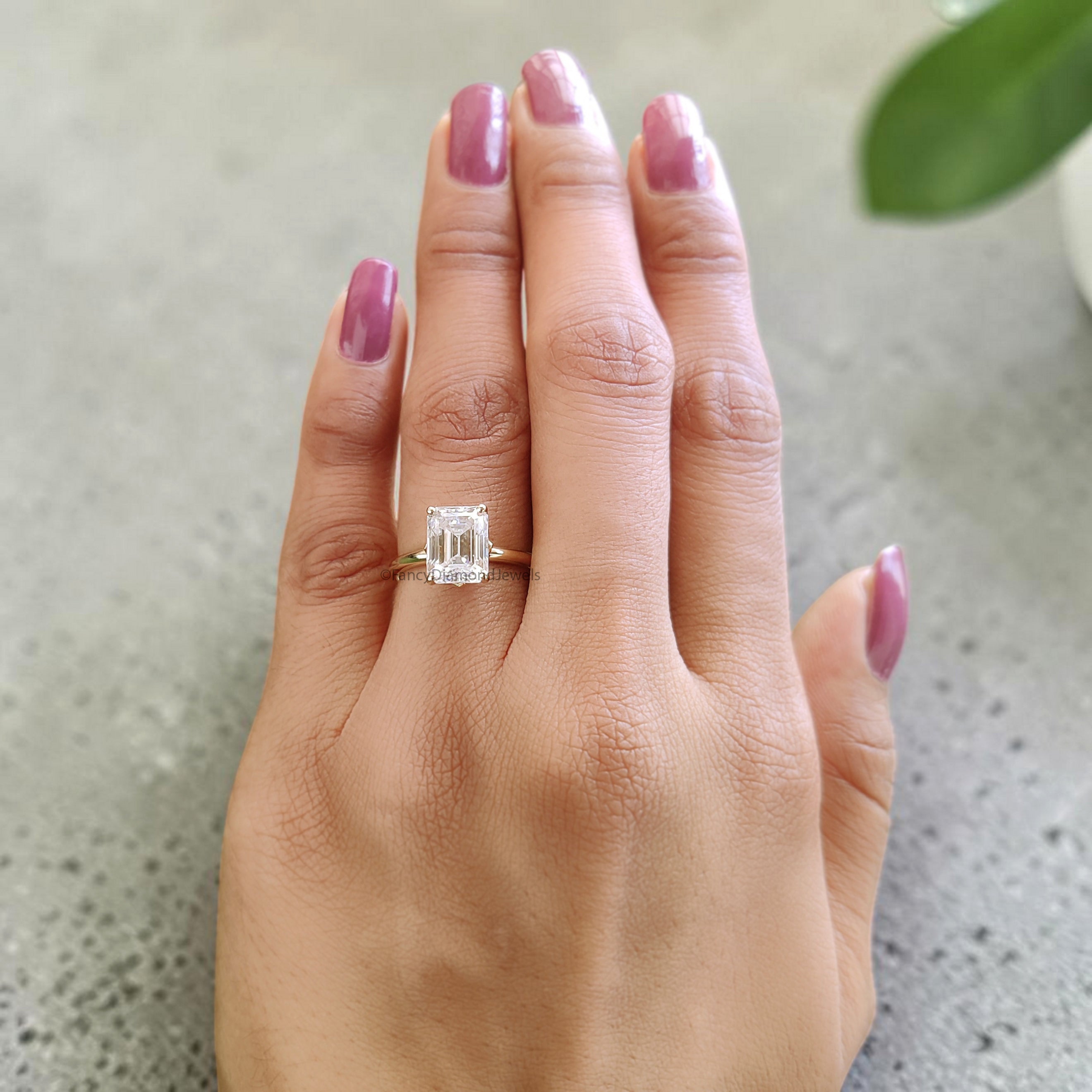2.55 CT Emerald Cut Lab Grown Diamond Engagement Ring Emerald Diamond Statement ring Prong Set Floral Set Emerald Ring for Her FD476