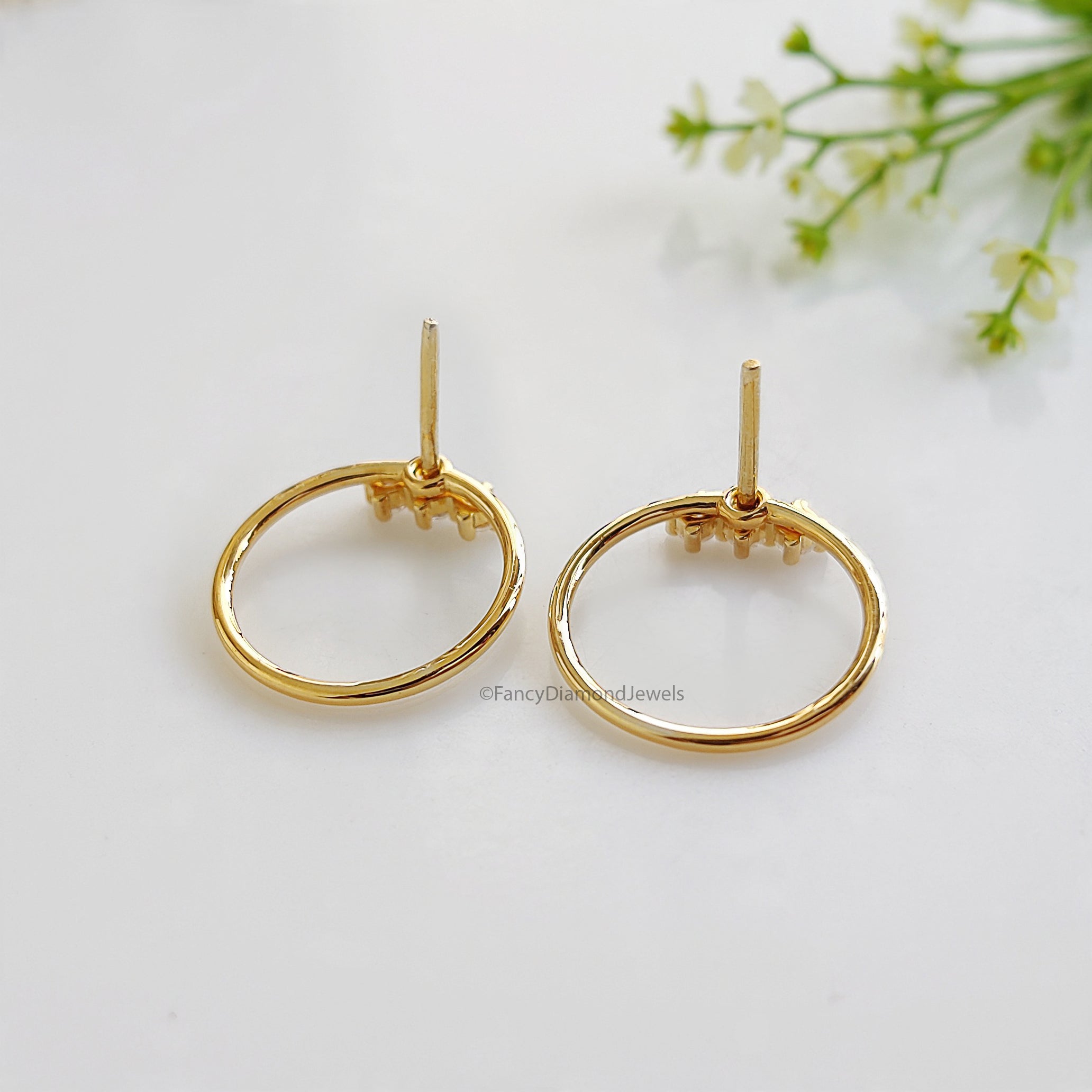 Dainty Front Back Circle Earrings Round White Diamond Earring Round Shape Earring Prong Earring Engagement Earring Gift For Her FD510