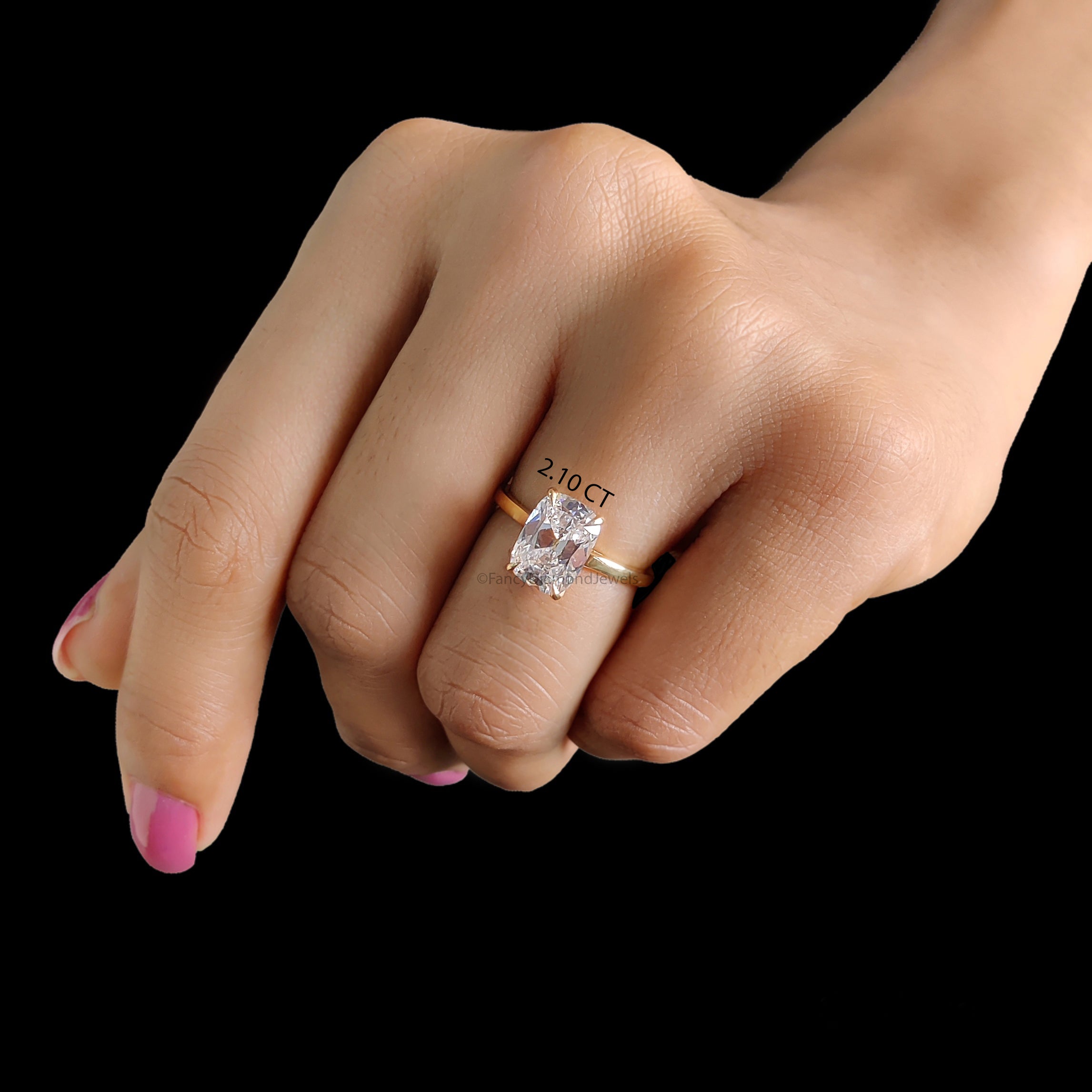 Old Mine Cushion Cut Diamond Solitaire Engagement Ring, Lab Grown Diamond Wedding Ring, Cushion Diamond Ring, Anniversary Gift for Her FD558