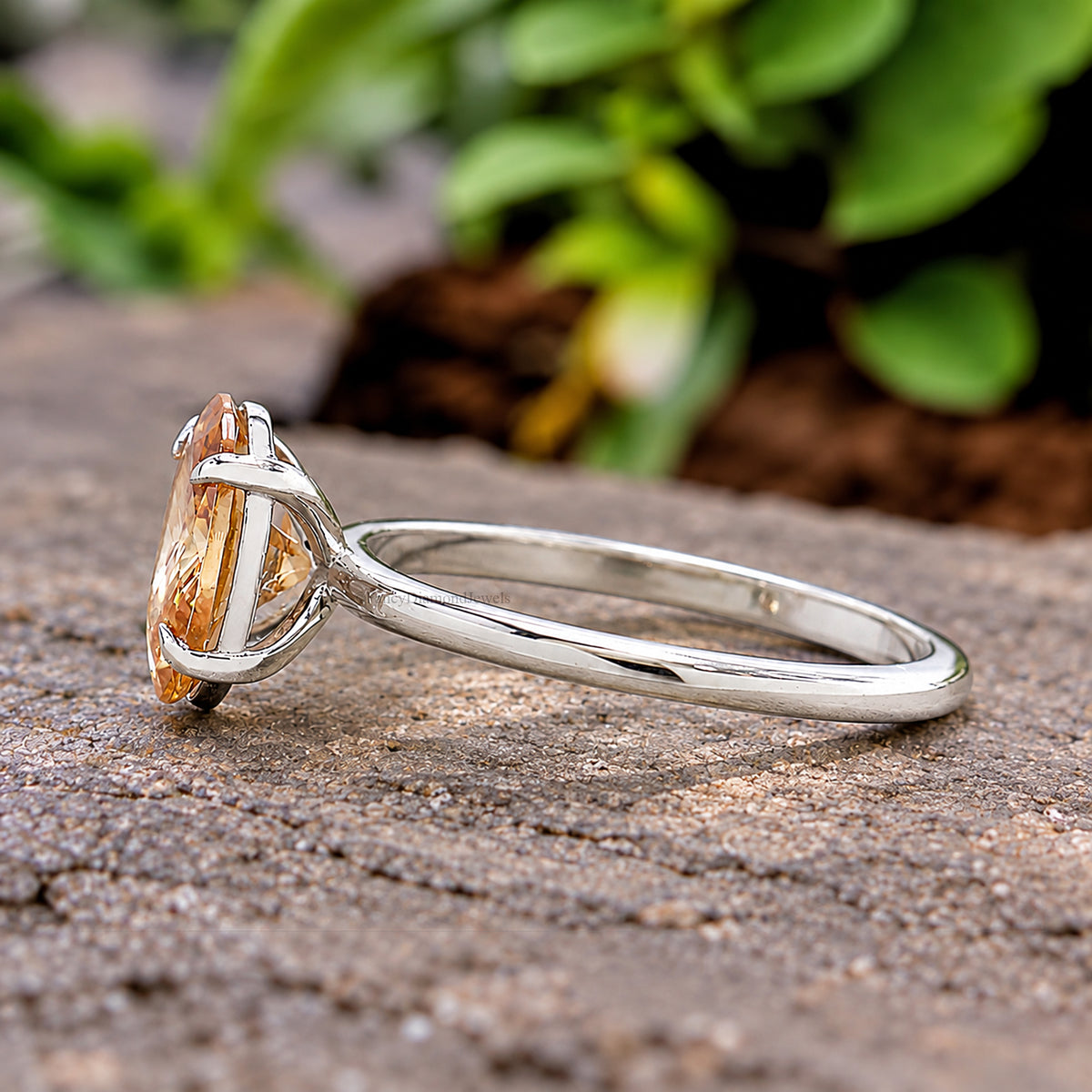 Oval Brown Champagne Diamond engagement ring 12mm 10mm 9mm 8mm 7mm stone ring Simulant Ring Solitaire ring Silver ring Gift for her FD404