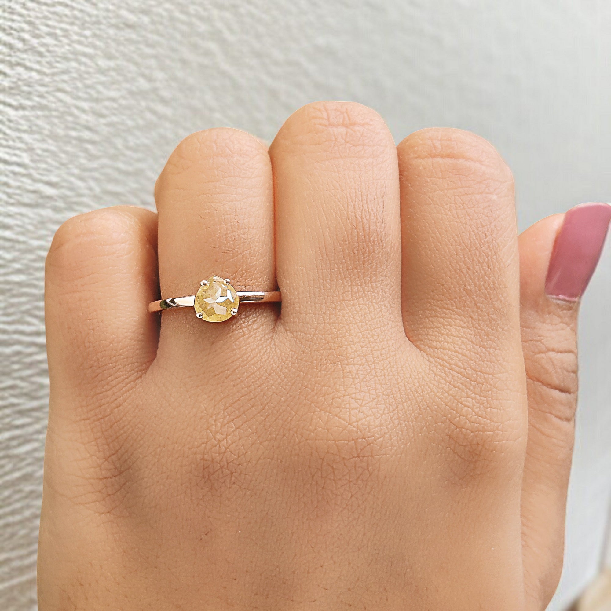 Pear Cut Yellow Color Diamond Ring 1.02 Ct 6.35 MM Pear Shape Diamond Ring 14K Solid Rose Gold Silver Engagement Ring Gift For Her QL1743