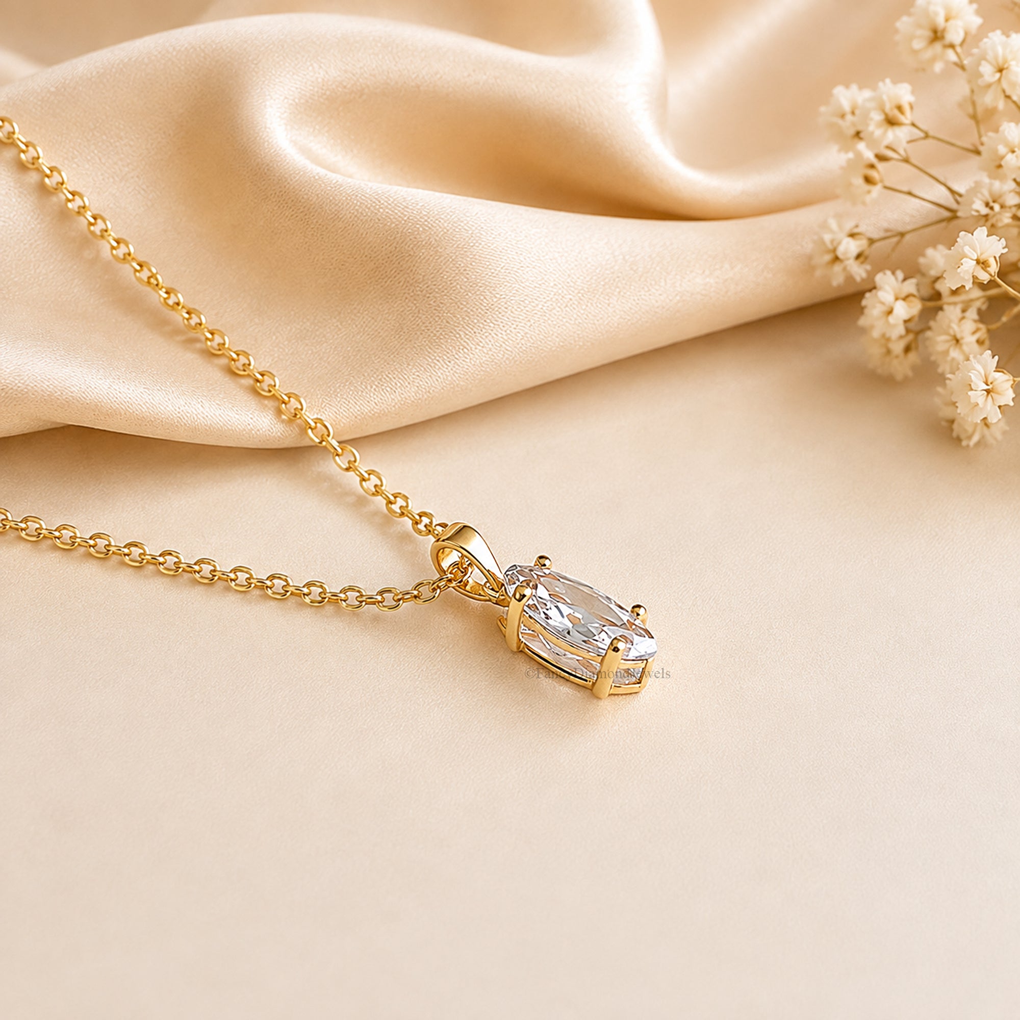Marquise Shape Moissanite Necklace, 14K Gold Diamond Pendant, Dainty Marquise Necklace, Elegant Pendant Jewelry, Bridal Gift for Her FD600