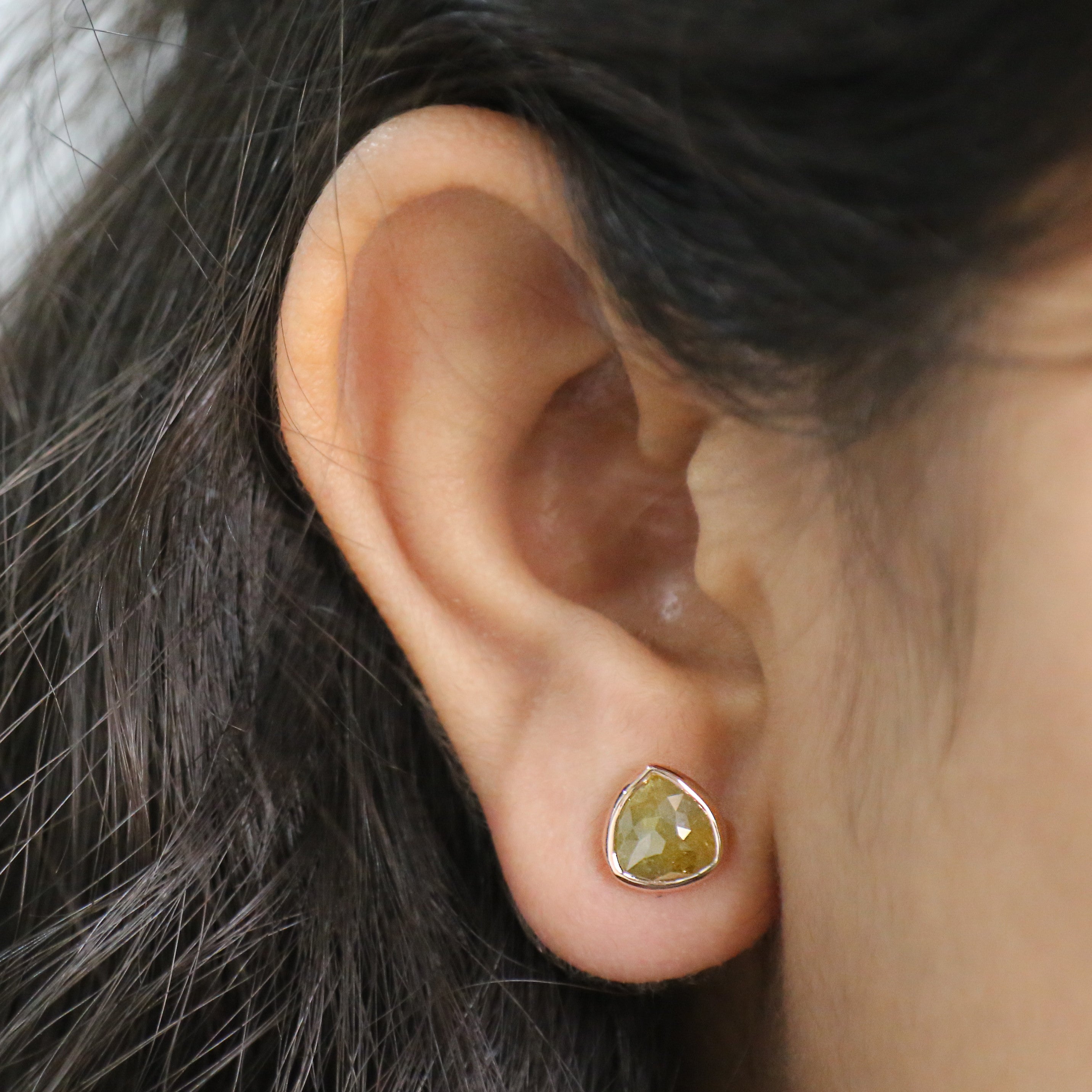 Pear Cut Yellow Color  Diamond Earring 2.26 Ct 7.90 MM Pear Diamond Earring 14K Solid Rose Gold Silver Pear Cut Earring Gift For Her KDN7025