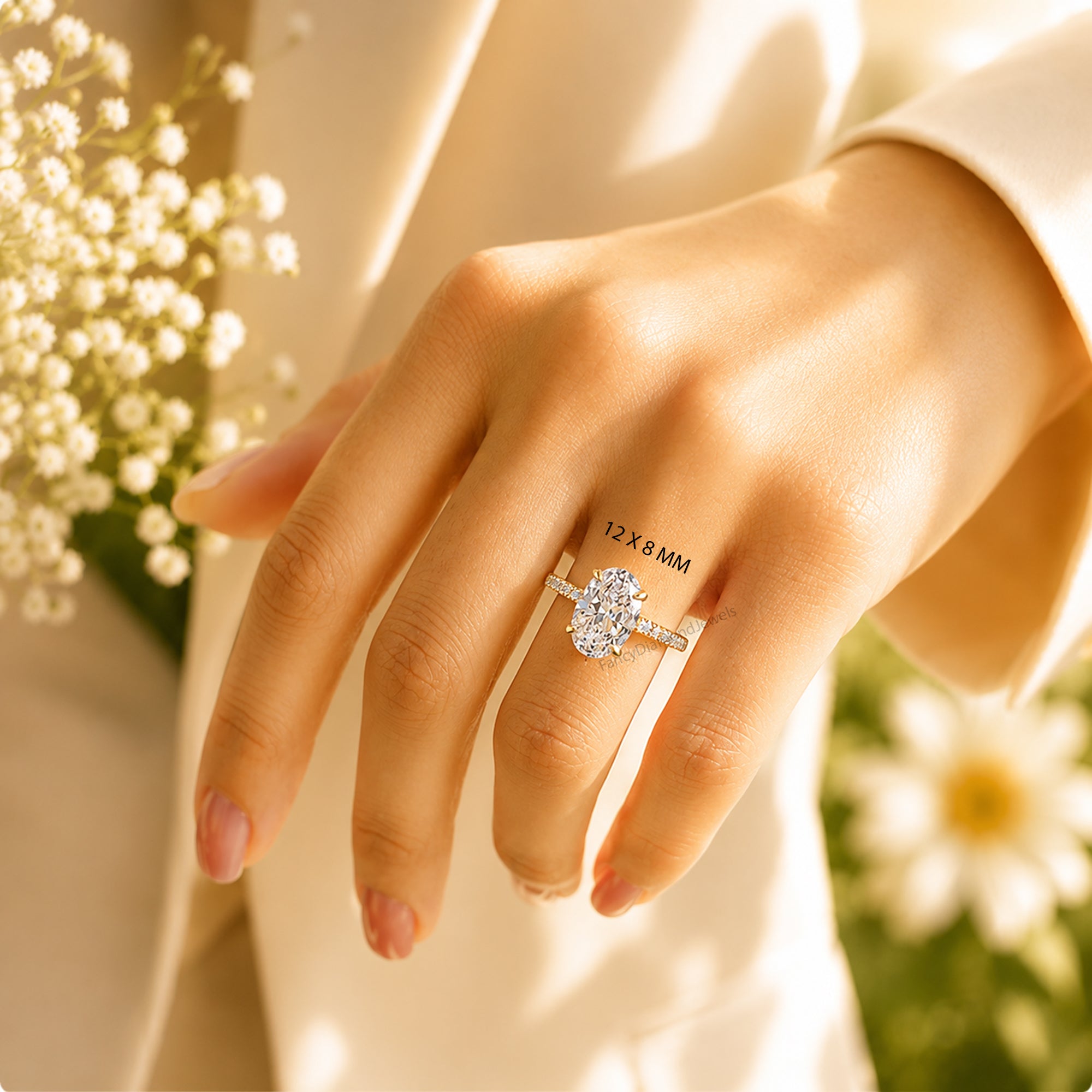 Oval Engagement Ring With Round Side Stone, Hidden Halo CZ Wedding Ring, Travel Ring, Classic Promise Ring, Dainty Anniversary Gift FD577