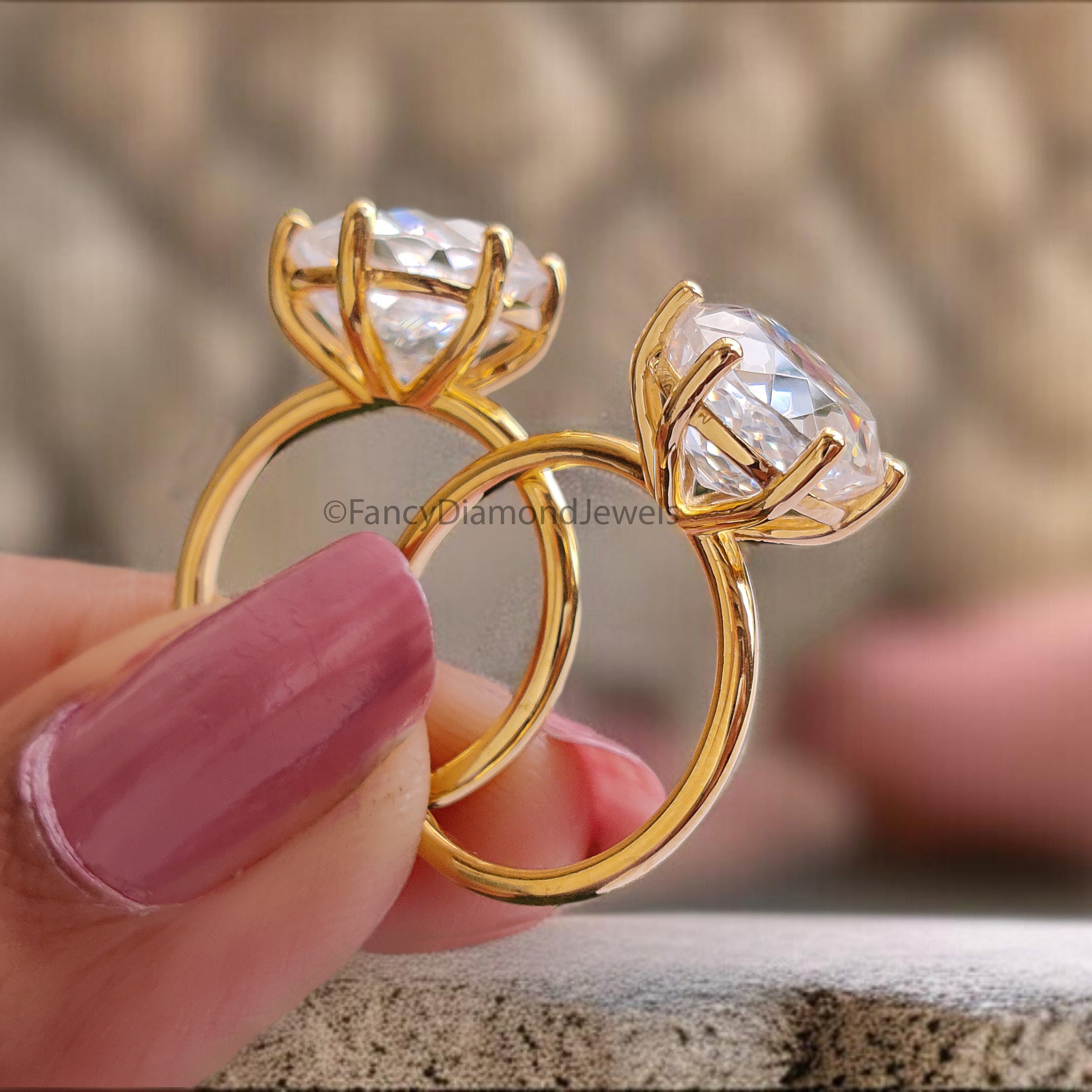 Round Portuguese Cut Diamond engagement ring 7 mm to 11 mm stone ring Simulant Diamond Solitaire Silver Promise ring Gift for her FD523