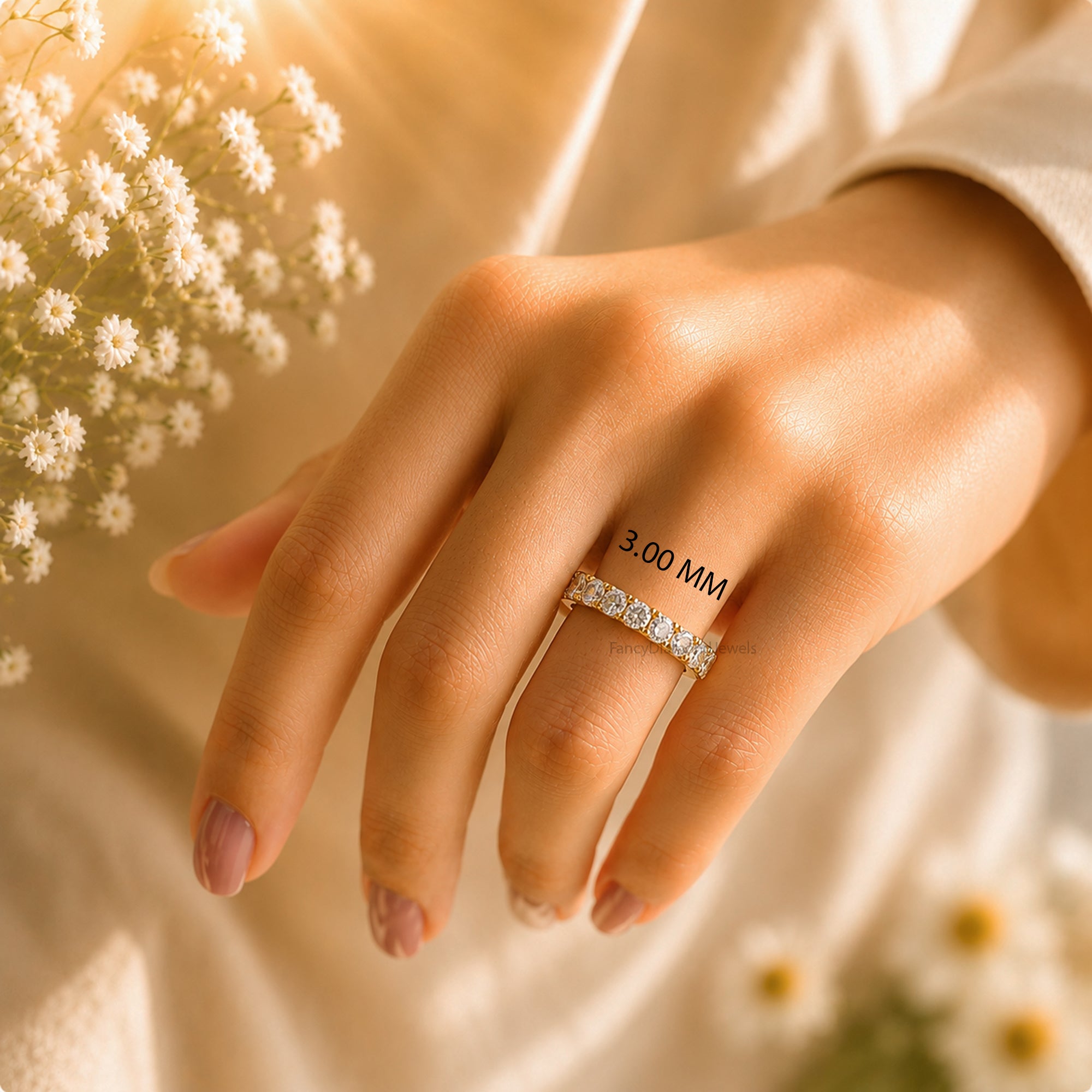 Sterling Silver Moissanite Half Eternity Band Round Brilliant Cut Moissanite Diamond Band Bridal Wedding Band Anniversary Gift For Her FD579