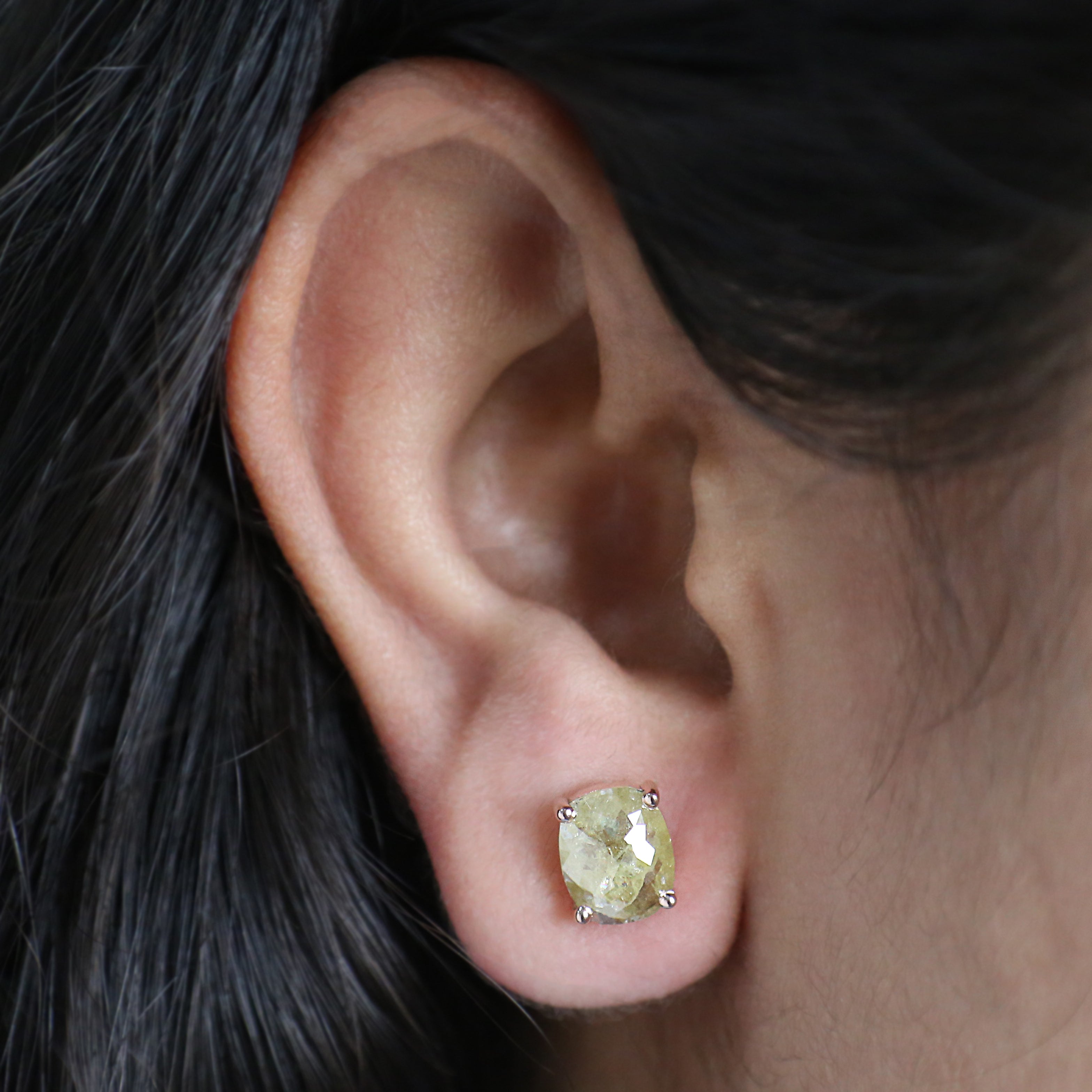 Oval Cut Yellow Color Diamond Earring 2.75 Ct 9.00 MM Oval Diamond Earring 14K Solid Rose Gold Silver Engagement Earring Gift For Her QL5016