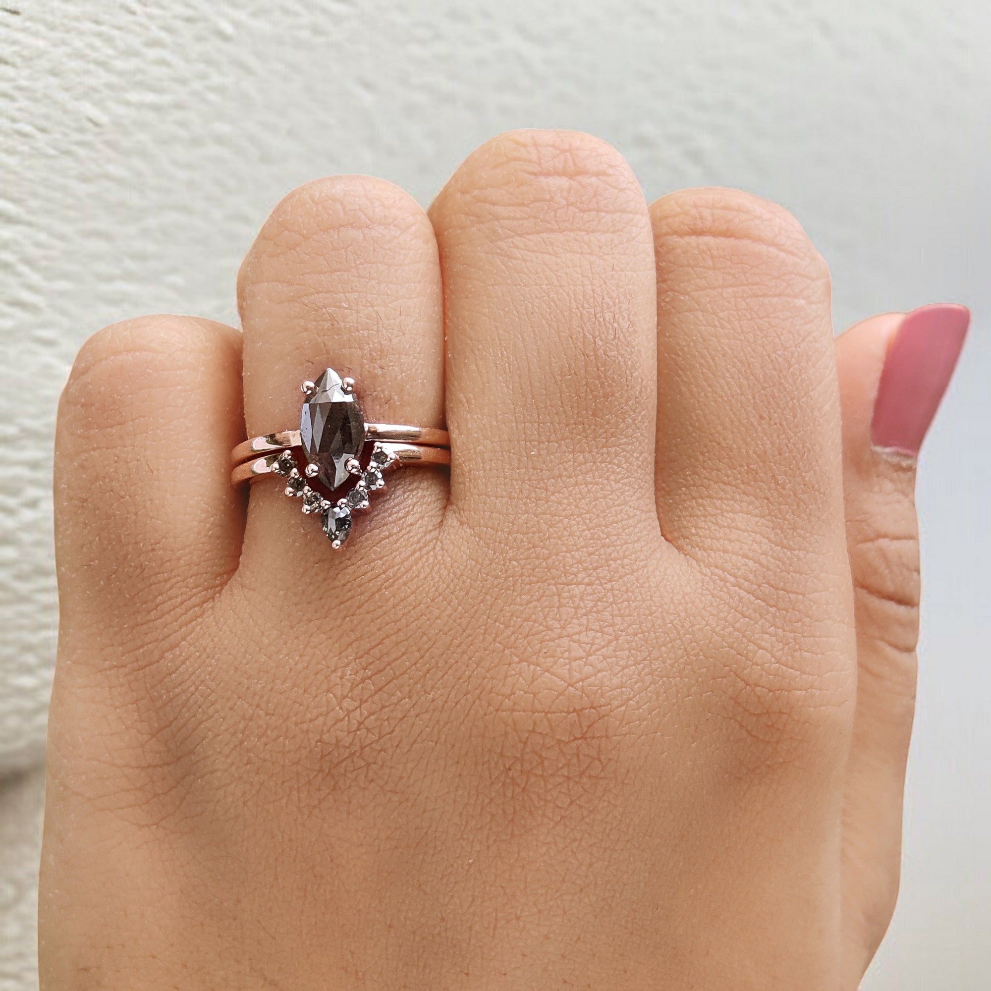 Marquise Cut Brown Color Diamond Ring 1.35 Ct 9.95 MM Marquise Shape Diamond Ring 14K Rose Gold Silver Engagement Ring Gift For Her QL1650