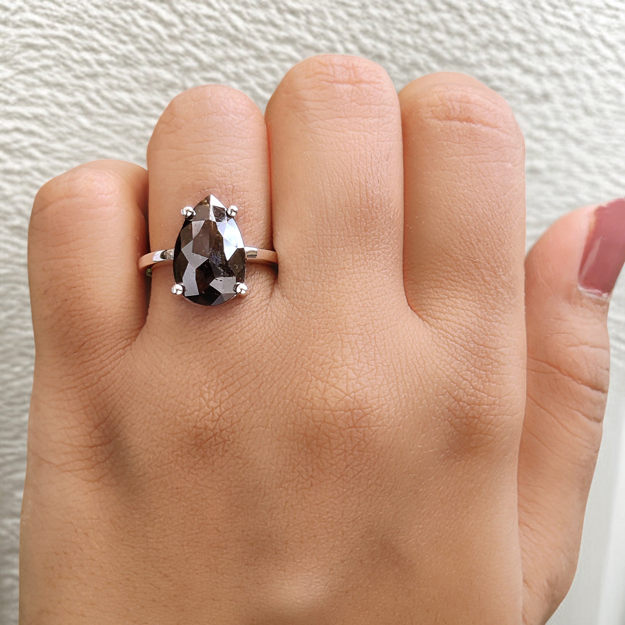 Pear Black Brown Color Diamond Ring Engagement Wedding Gift Ring 14K Solid Rose White Yellow Gold Ring 4.00 CT QL2183