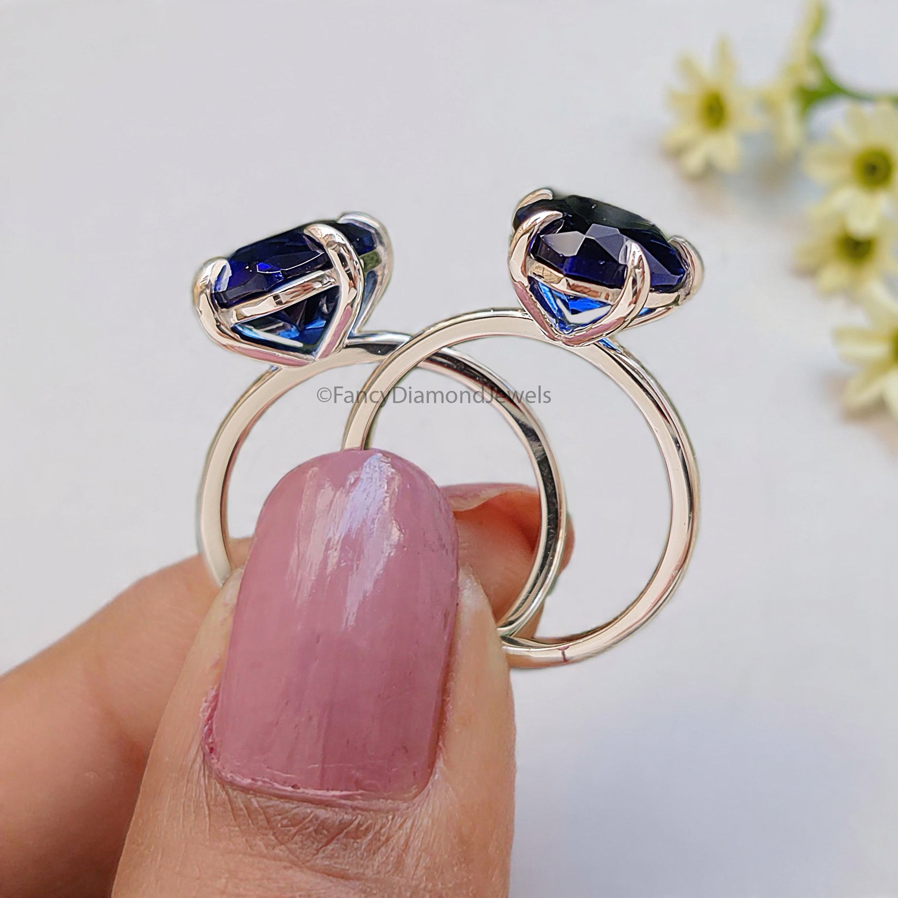 Heart Blue sapphire stone engagement ring 10mm 9mm 8mm 7mm 6mm ring silver simulant Ring Solitaire ring Diamond ring Gift for her FD541